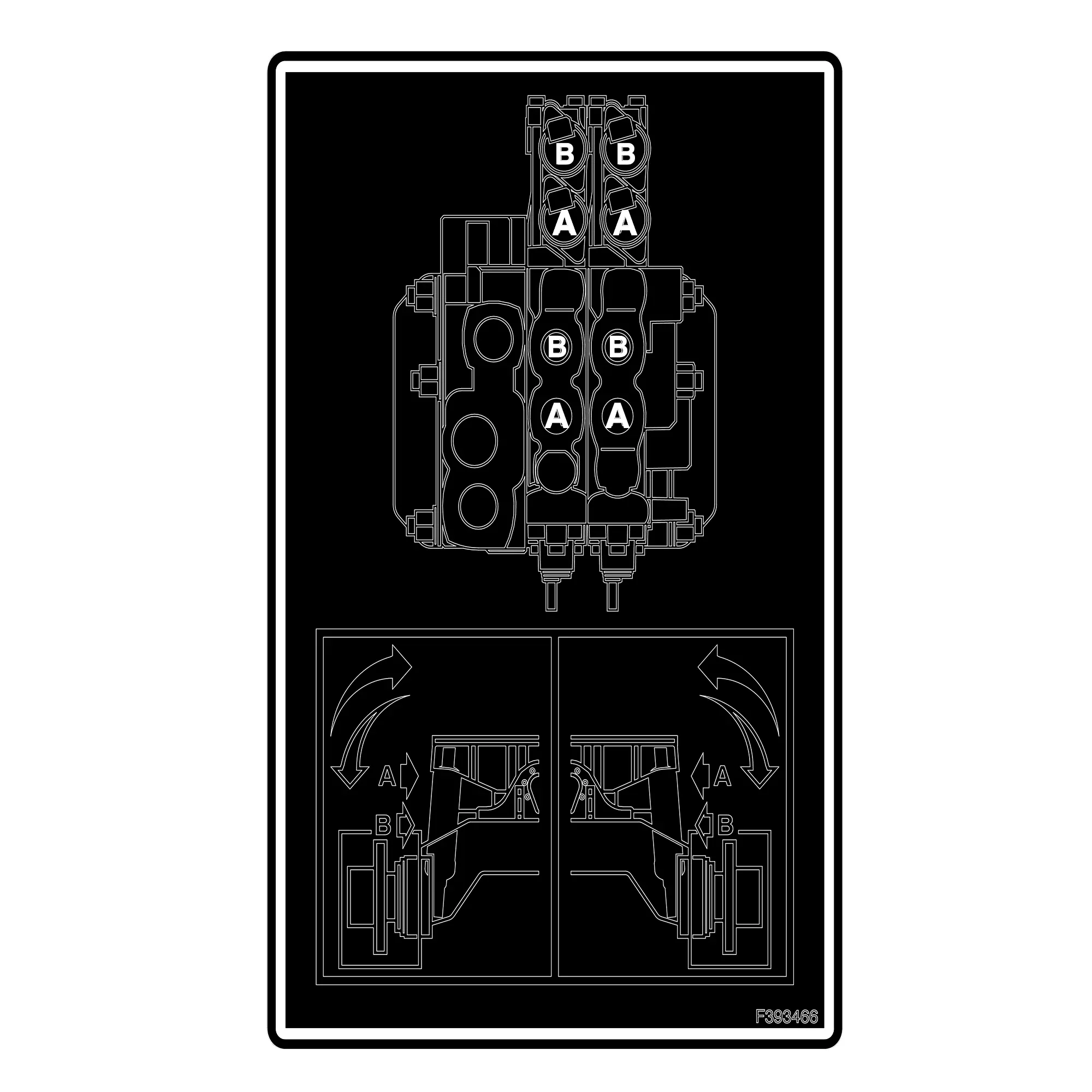 John Deere Level Valve Function Label - F393466