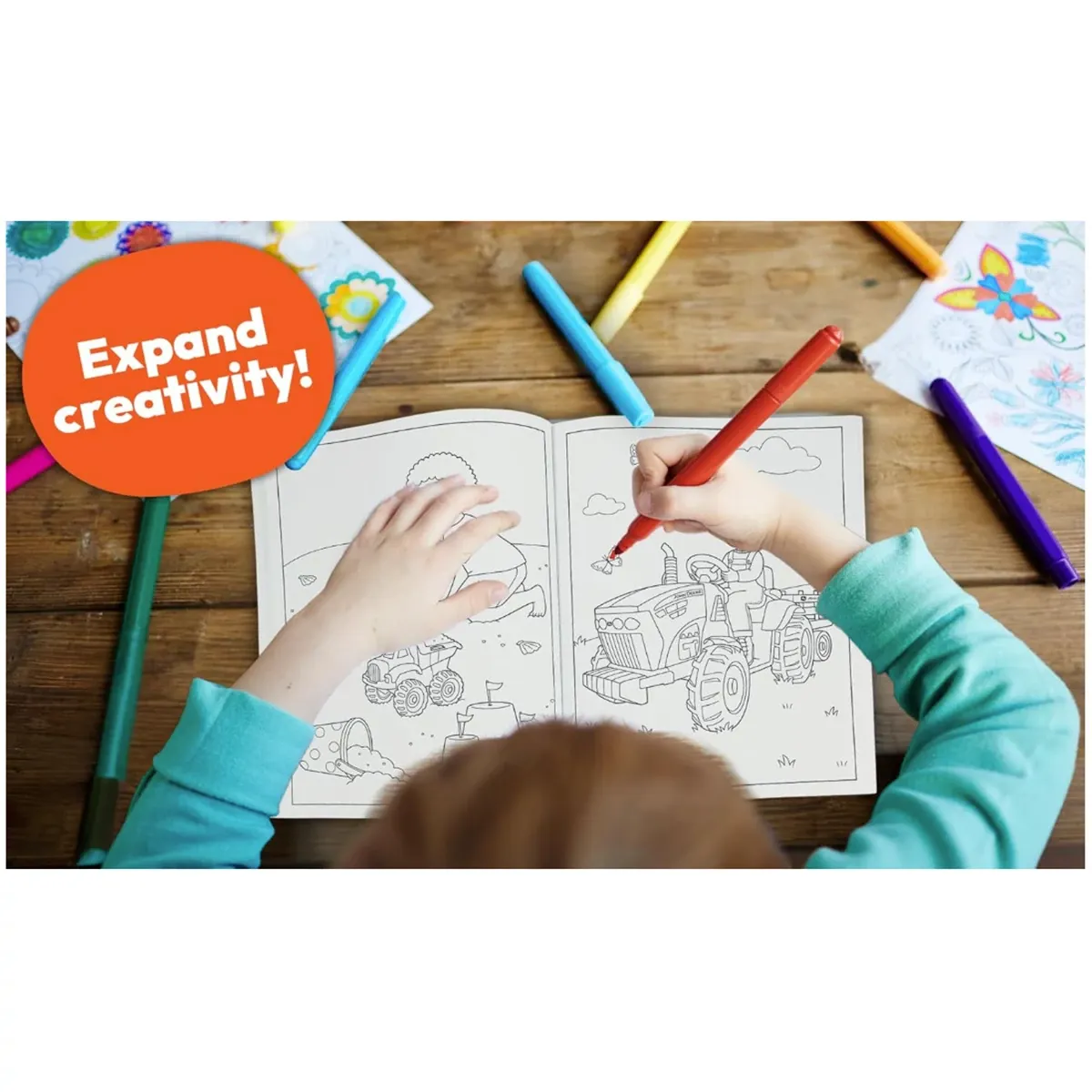 Tractors, Trucks & Animals Coloring Book