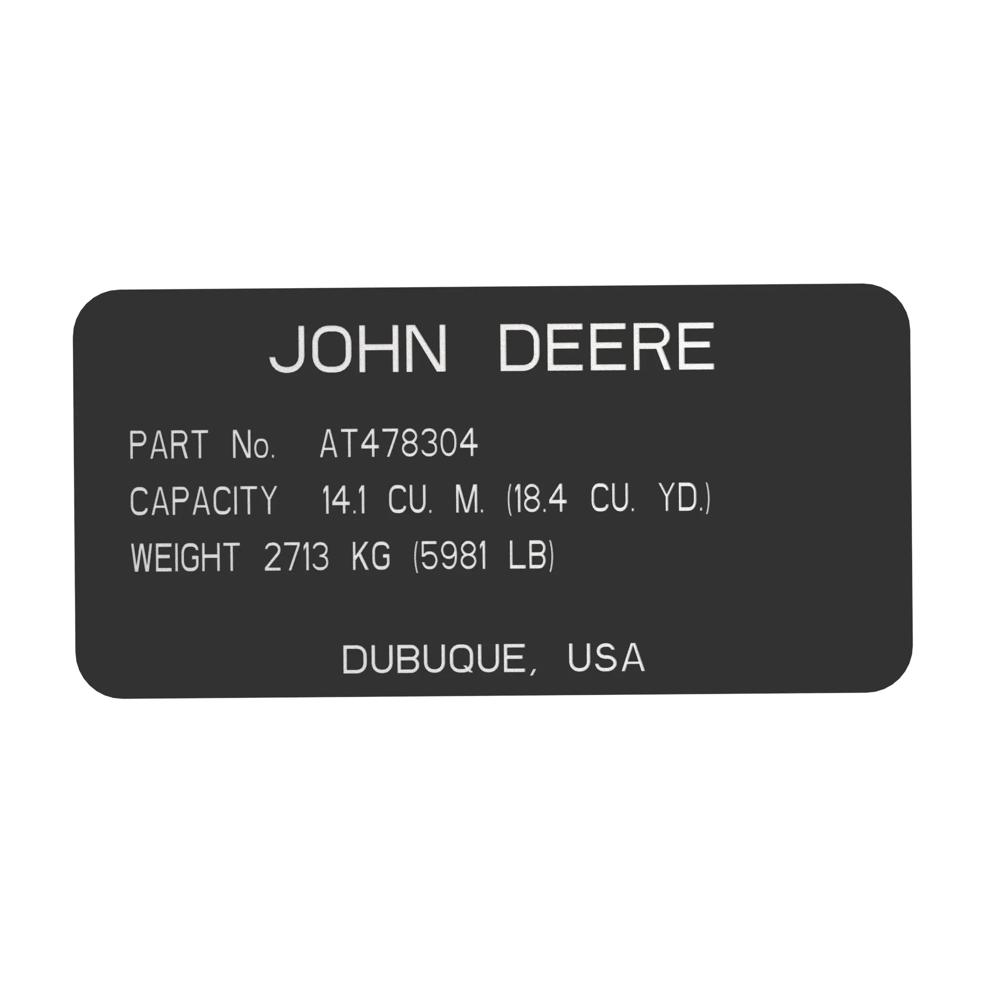 John Deere Identification Plate - T394223