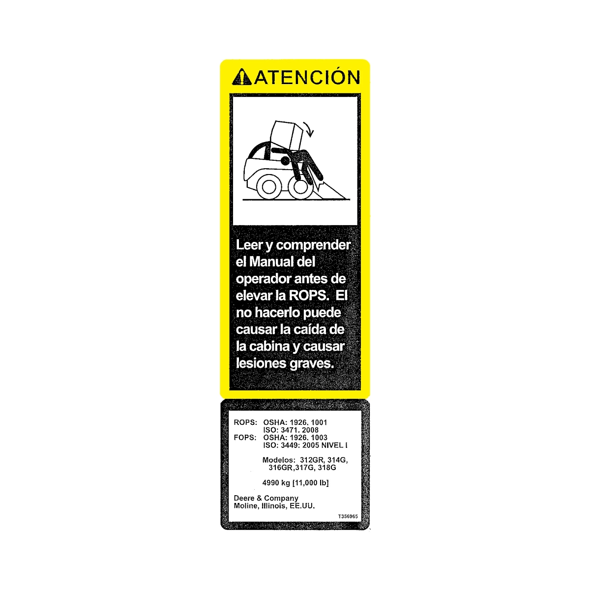 Label, ROPS Cert and Service Spanis