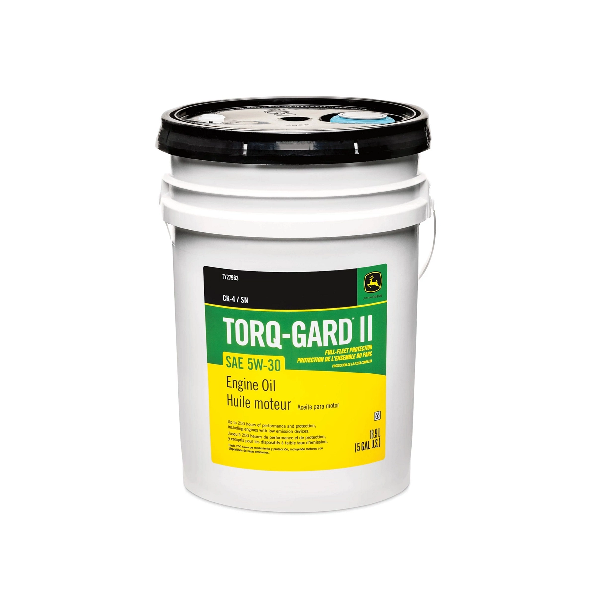 John Deere Engine Oil, Torq-Gard™ II, SAE 5W-30, API CK-4/SN, 18.9 Liter (5 Gallon) - TY27963