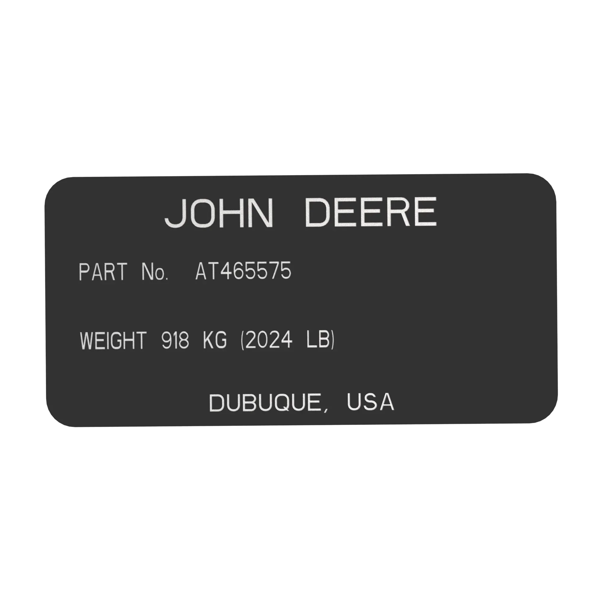 John Deere Identification Plate - T378284