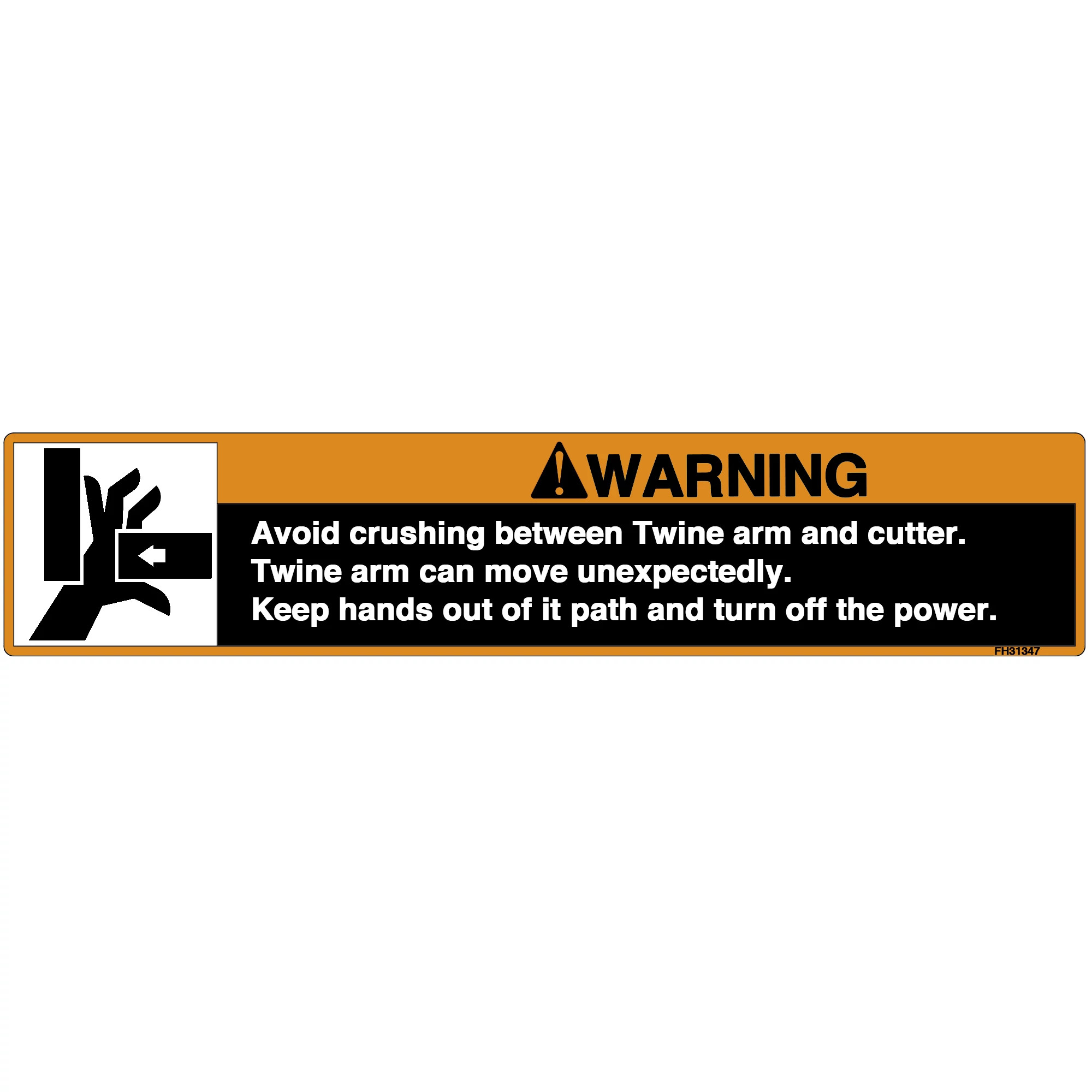 John Deere Safety Sign, Twine Arm - FH313477