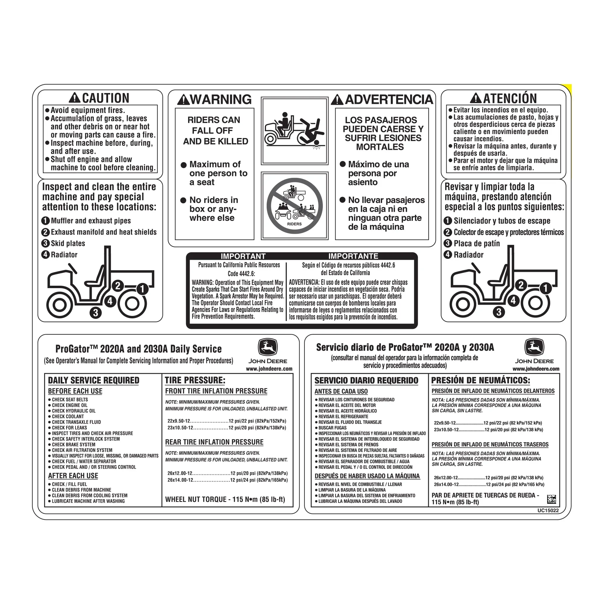 John Deere Roll Over Protection Structure Plate - UC15022