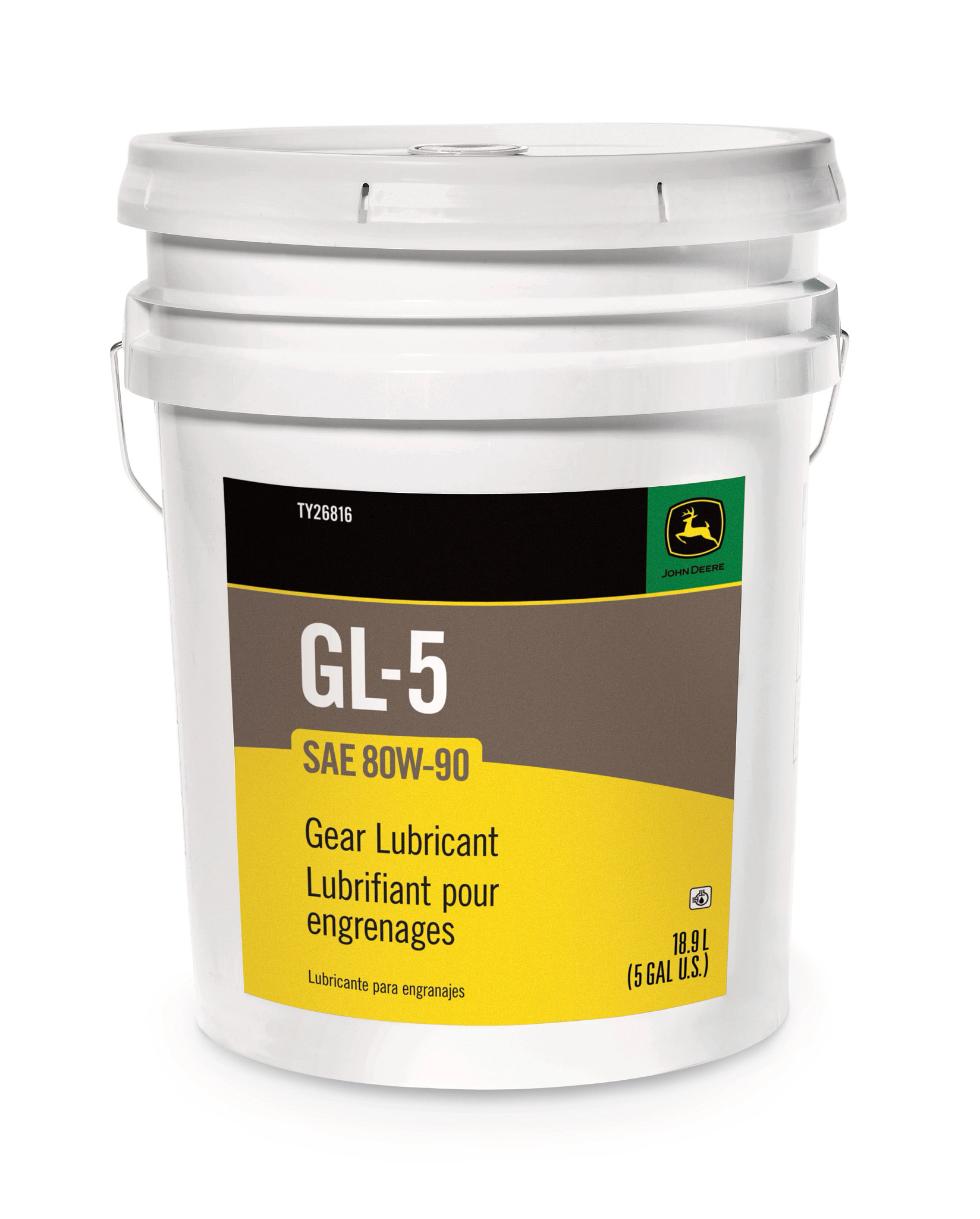 John Deere Gear Lubricant, SAE 80W-90, API GL-5, 18.9 Liter (5 Gallon) - TY26816