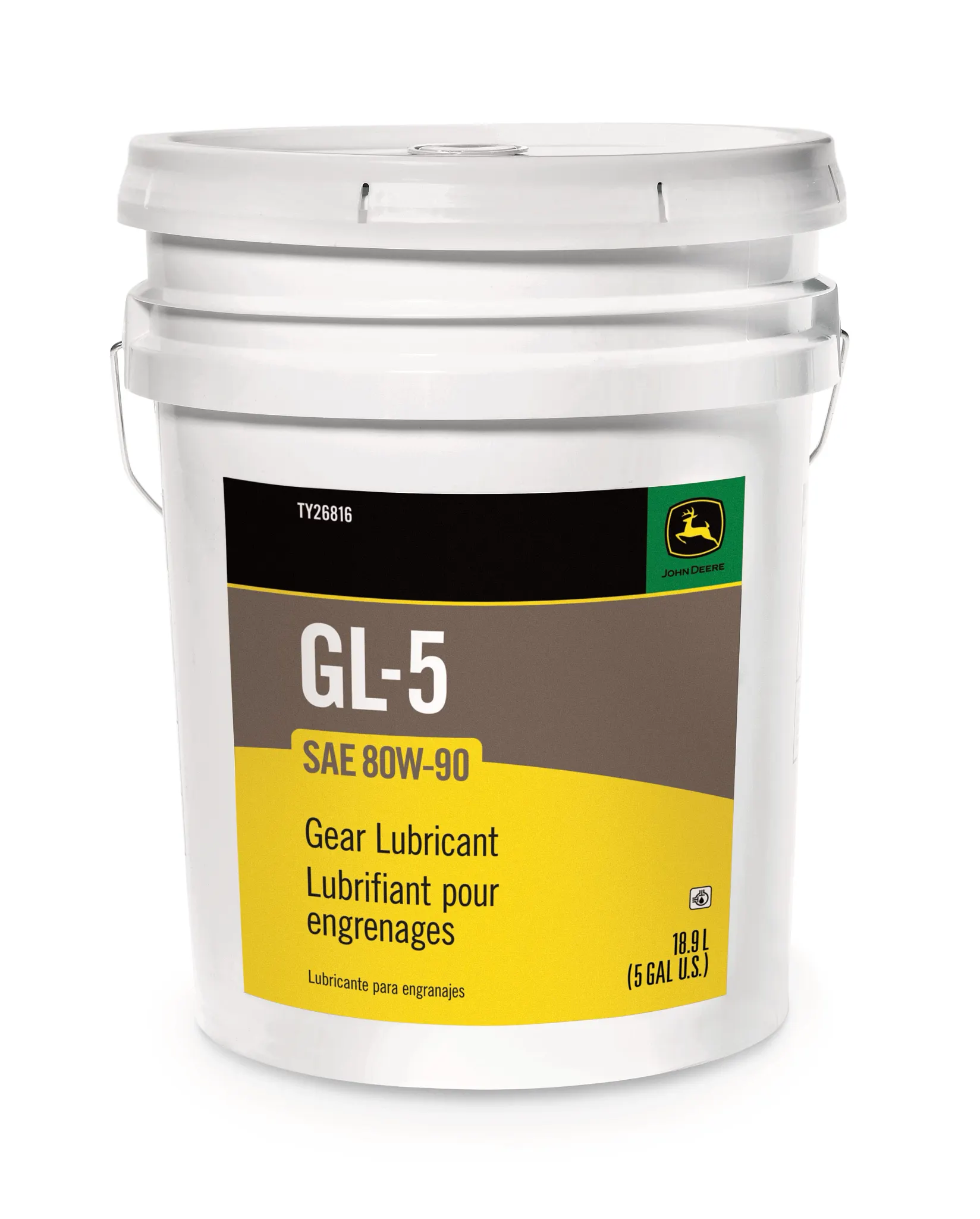 John Deere Gear Lubricant, SAE 80W-90, API GL-5, 18.9 Liter (5 Gallon) - TY26816