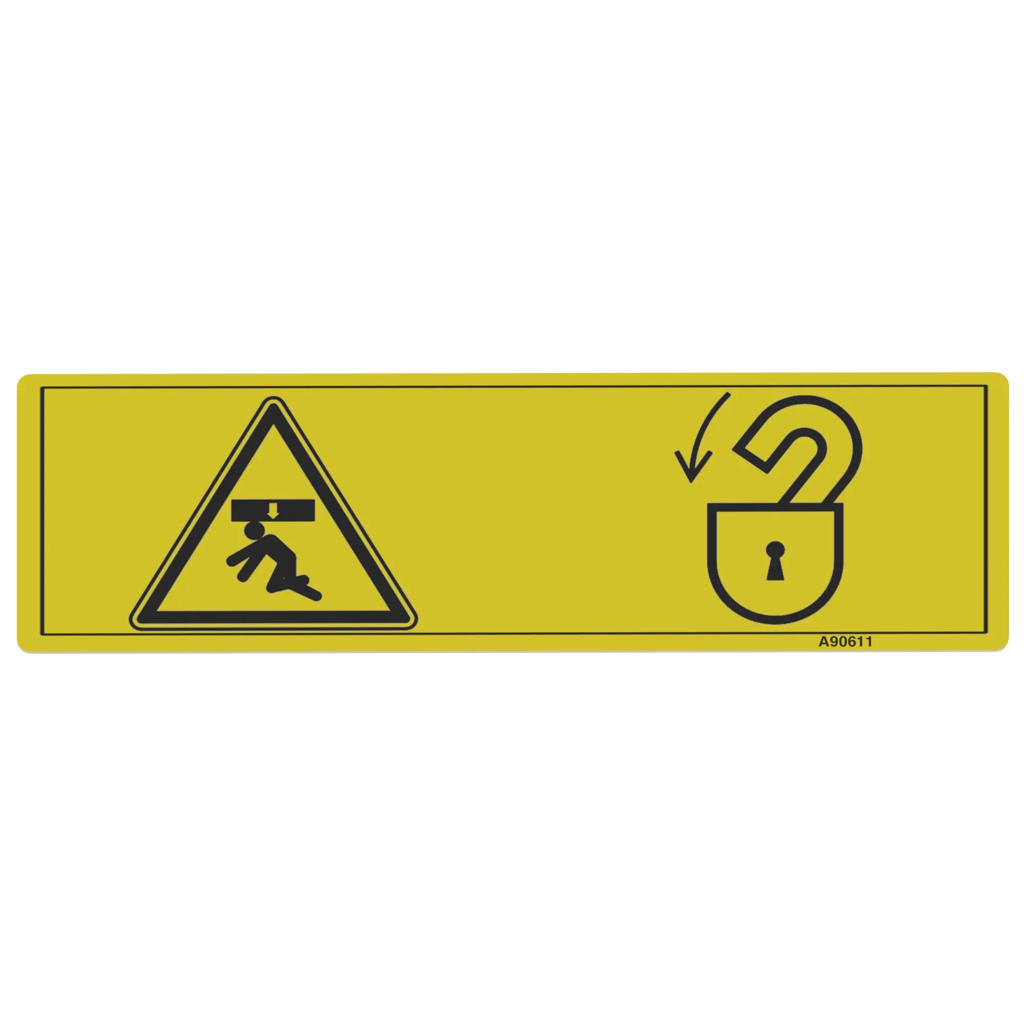 John Deere Caution Lock Crush, Text Free Label - A90611