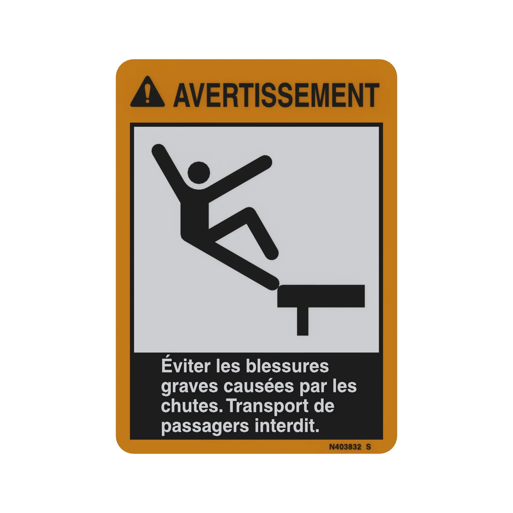 John Deere Do Not Ride Label, French - N403832