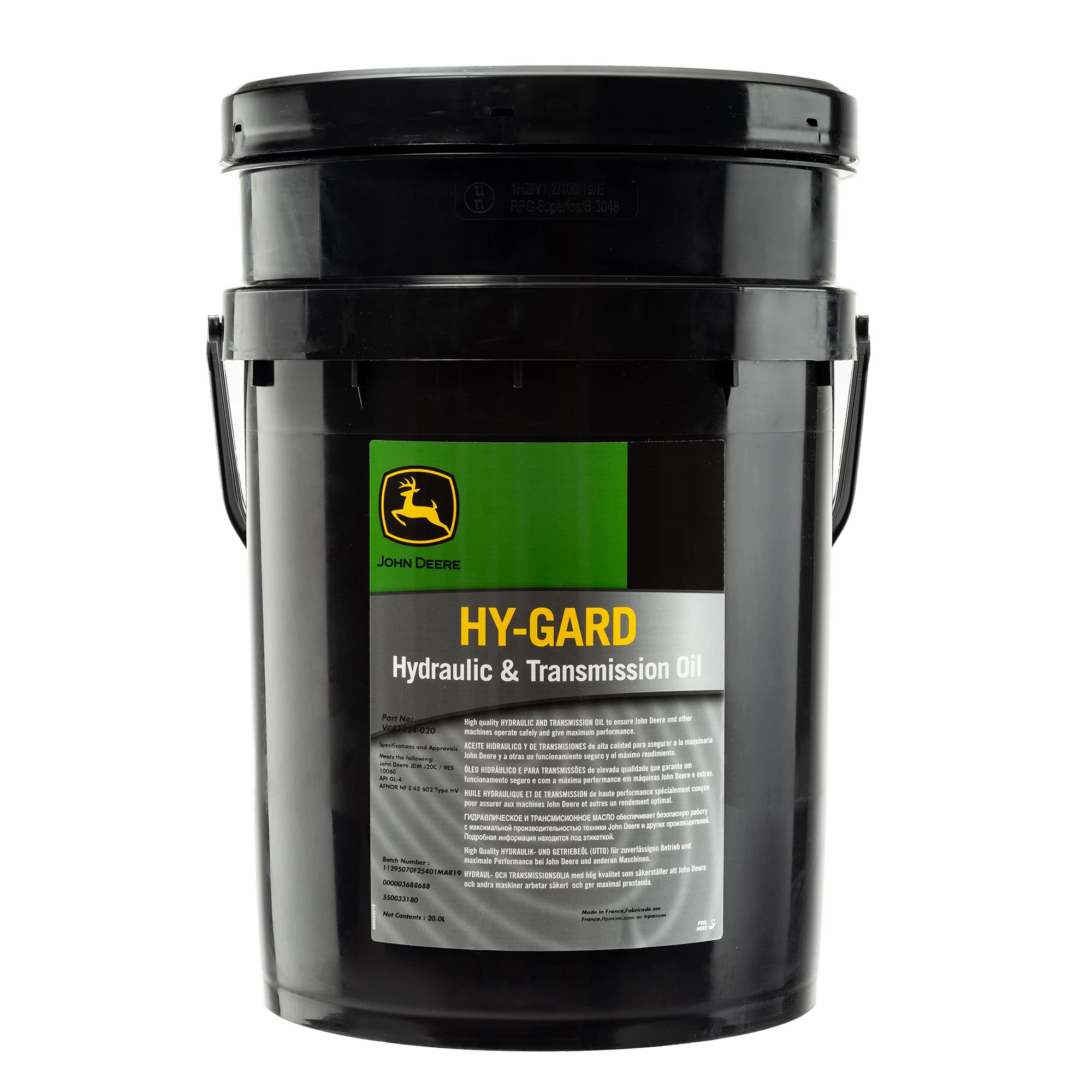 John Deere Transmission and Hydraulic Oil, Hy-Gard™, JDM J20C, 20 Liter (5.28 Gallon) - VC81824-020