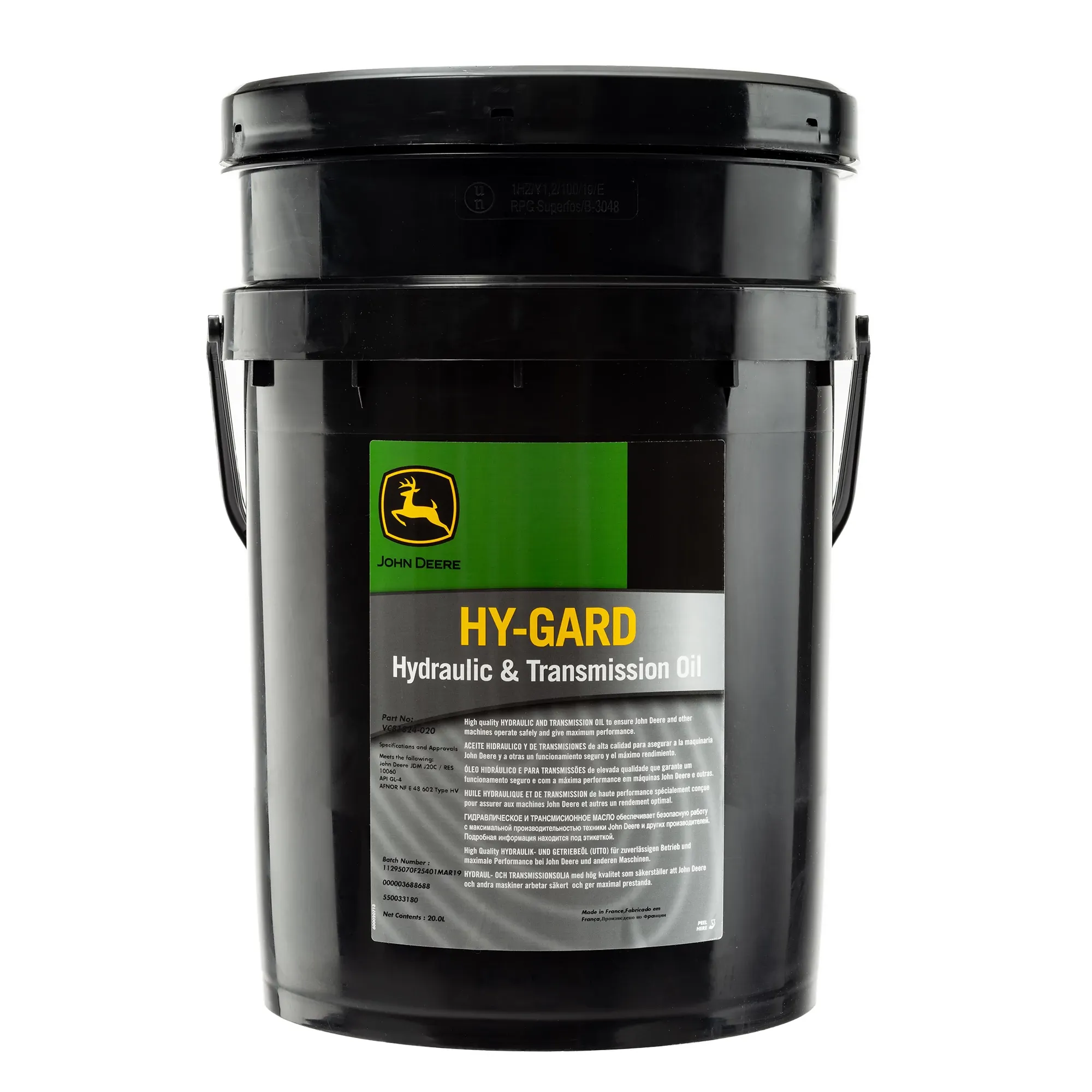 John Deere Transmission and Hydraulic Oil, Hy-Gard™, JDM J20C, 20 Liter (5.28 Gallon) - VC81824-020