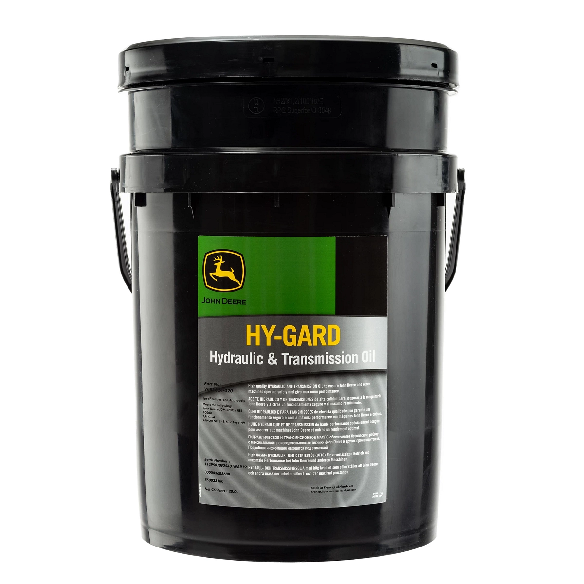 John Deere Transmission and Hydraulic Oil, Hy-Gard™, JDM J20C, 20 Liter (5.28 Gallon) - VC81824-020