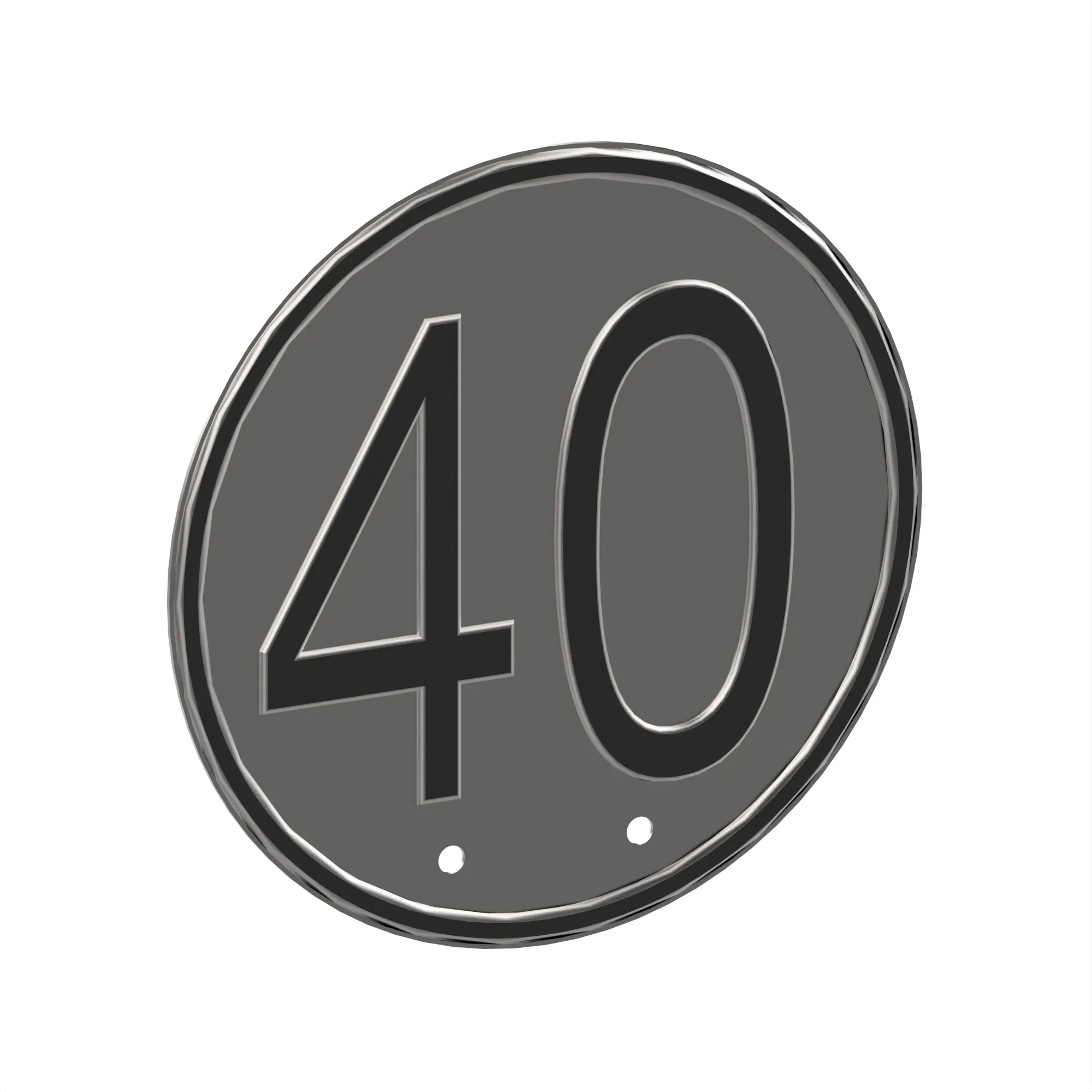 SIGN, 40 KM METAL BL/WT DRILLED