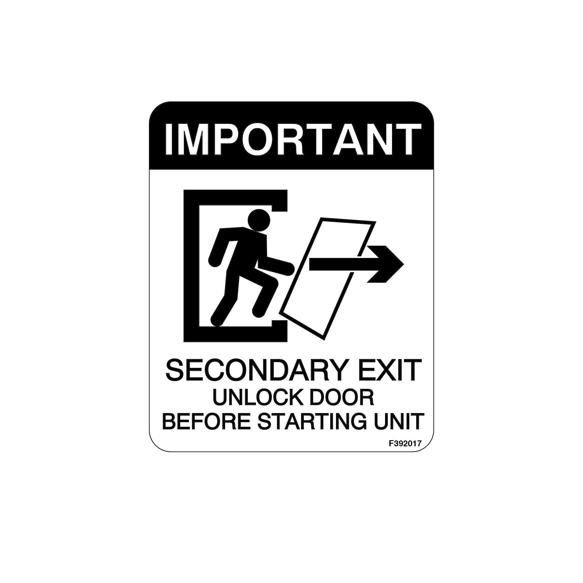 John Deere Secondary Exit Label - F392017