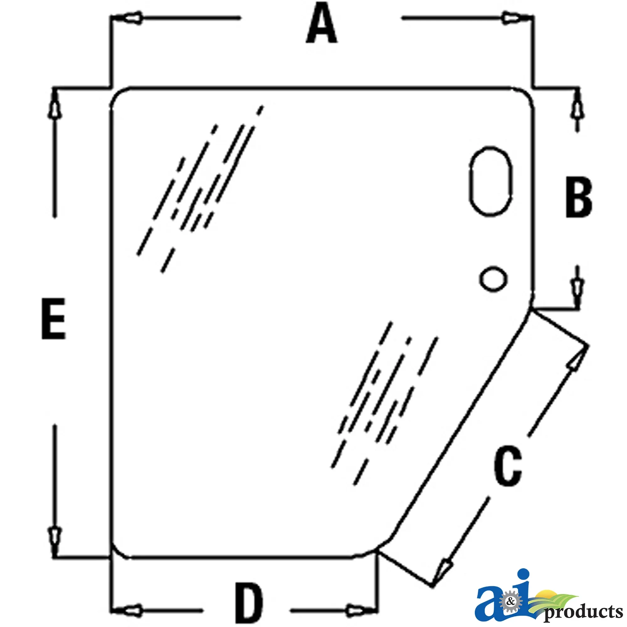 A&I Products Lower Glass Windowpane, Left Side - A-T133336