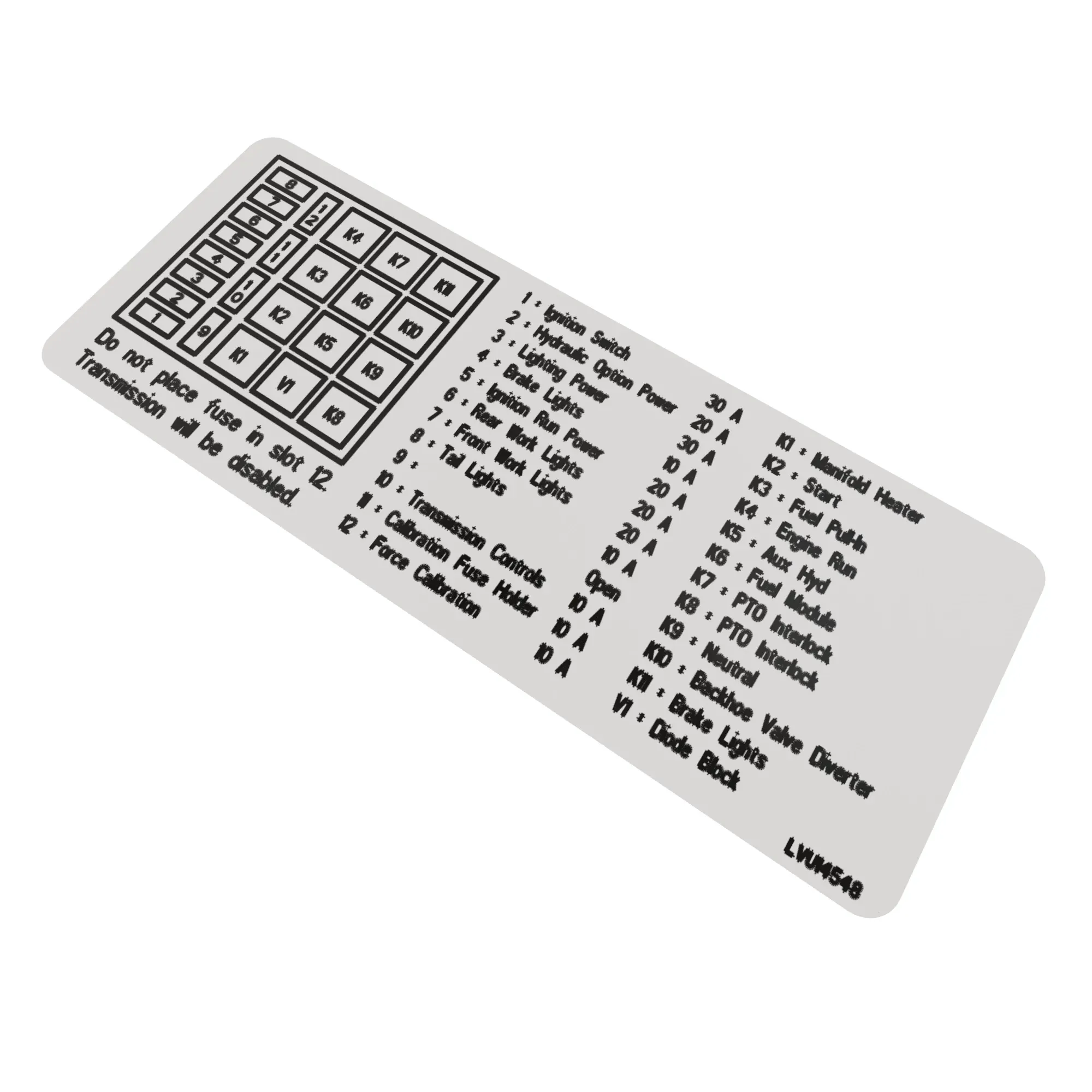 John Deere Fuse Panel - LVU14548