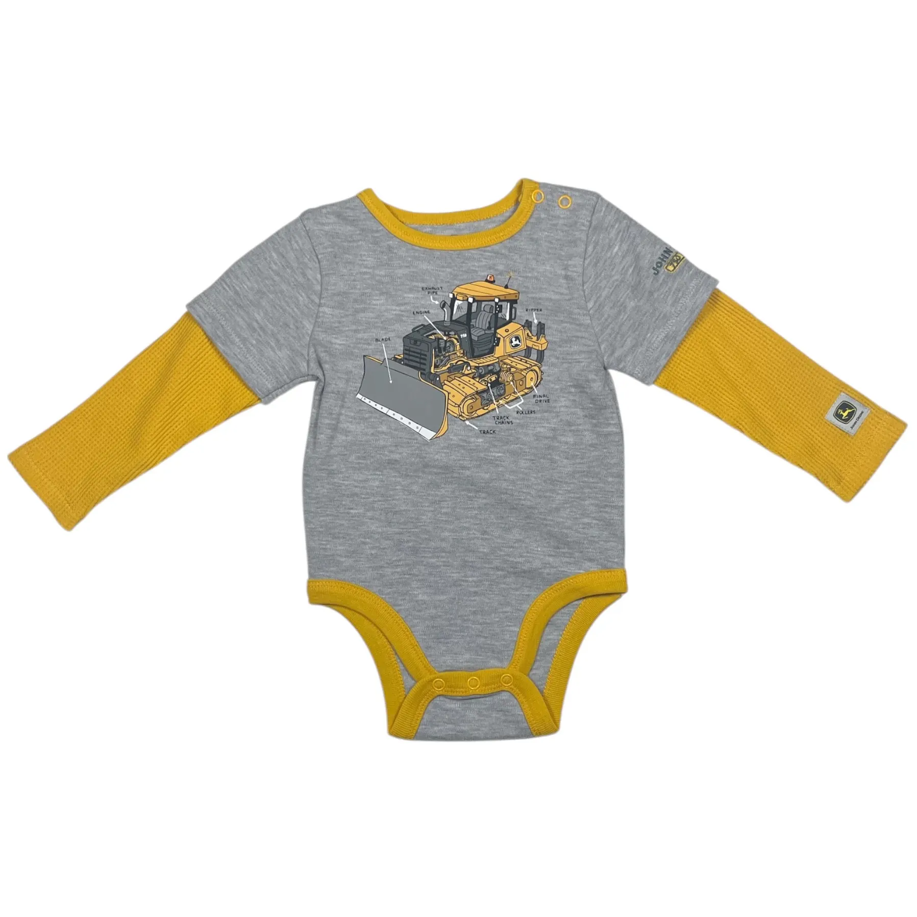 Infant Bulldozer Bodyshirt with Layered Sleeves