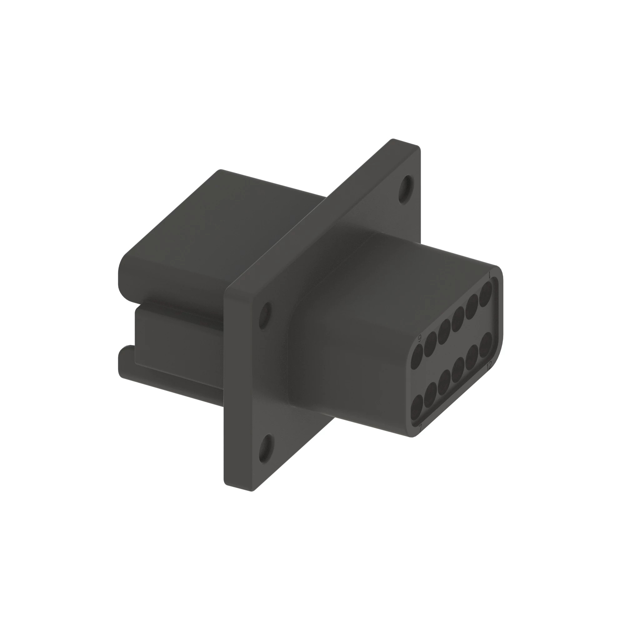 John Deere Black External Electrical Connector Housing, 12 Cavities - 57M9069