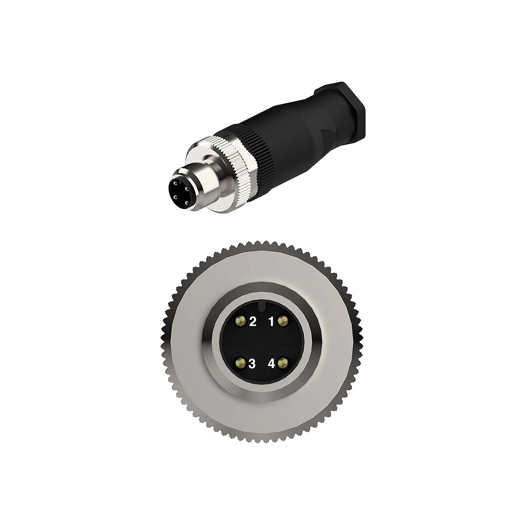 CONN TYCO M12 4W MS BLK PLSTC