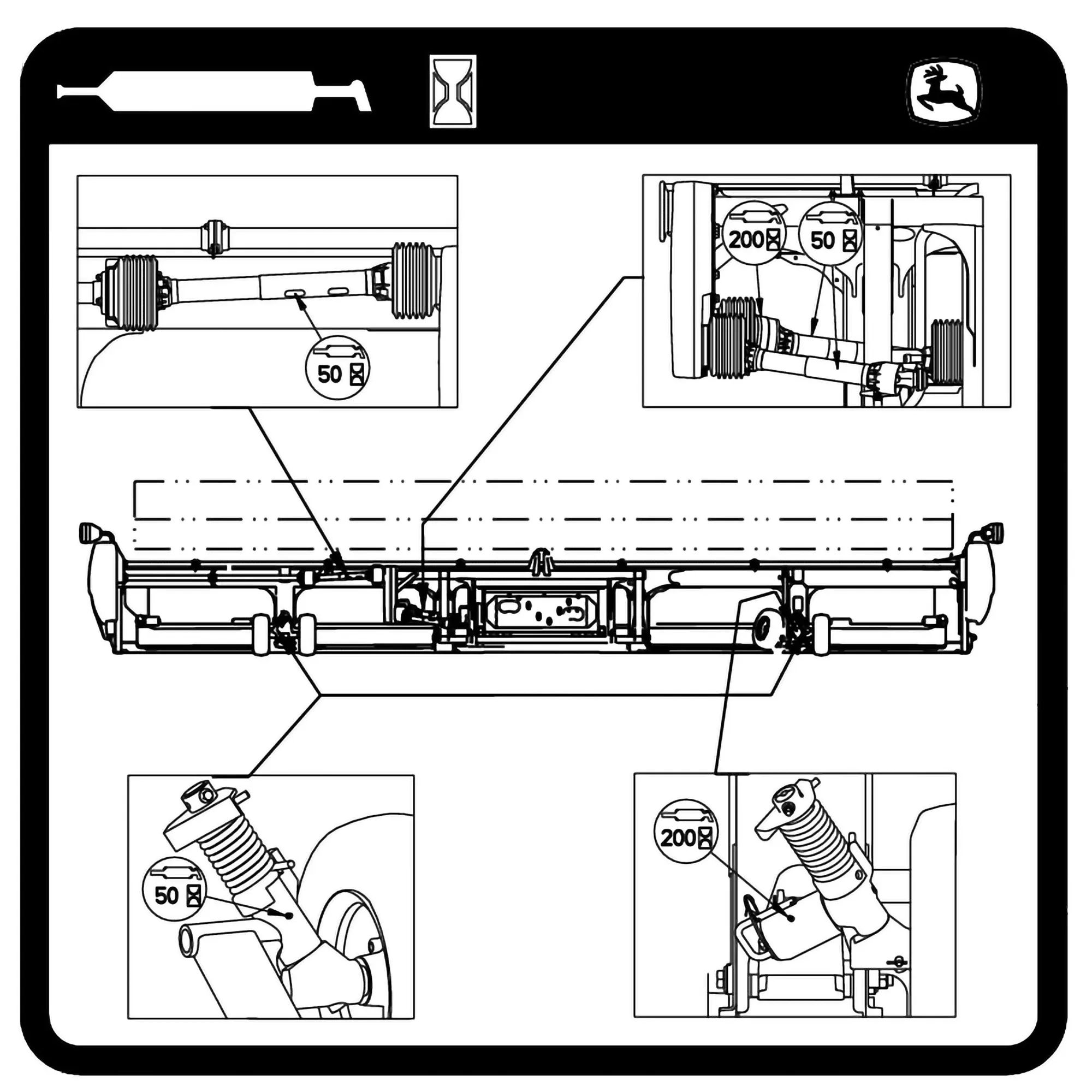 John Deere Lubrication Chart Label - H236262