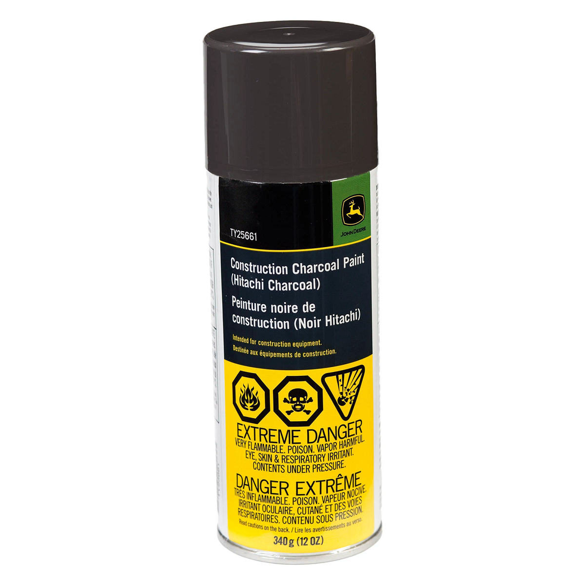 John Deere Construction Charcoal Gray Spray Paint, 340 gram (12 Oz) Aerosol - TY25661