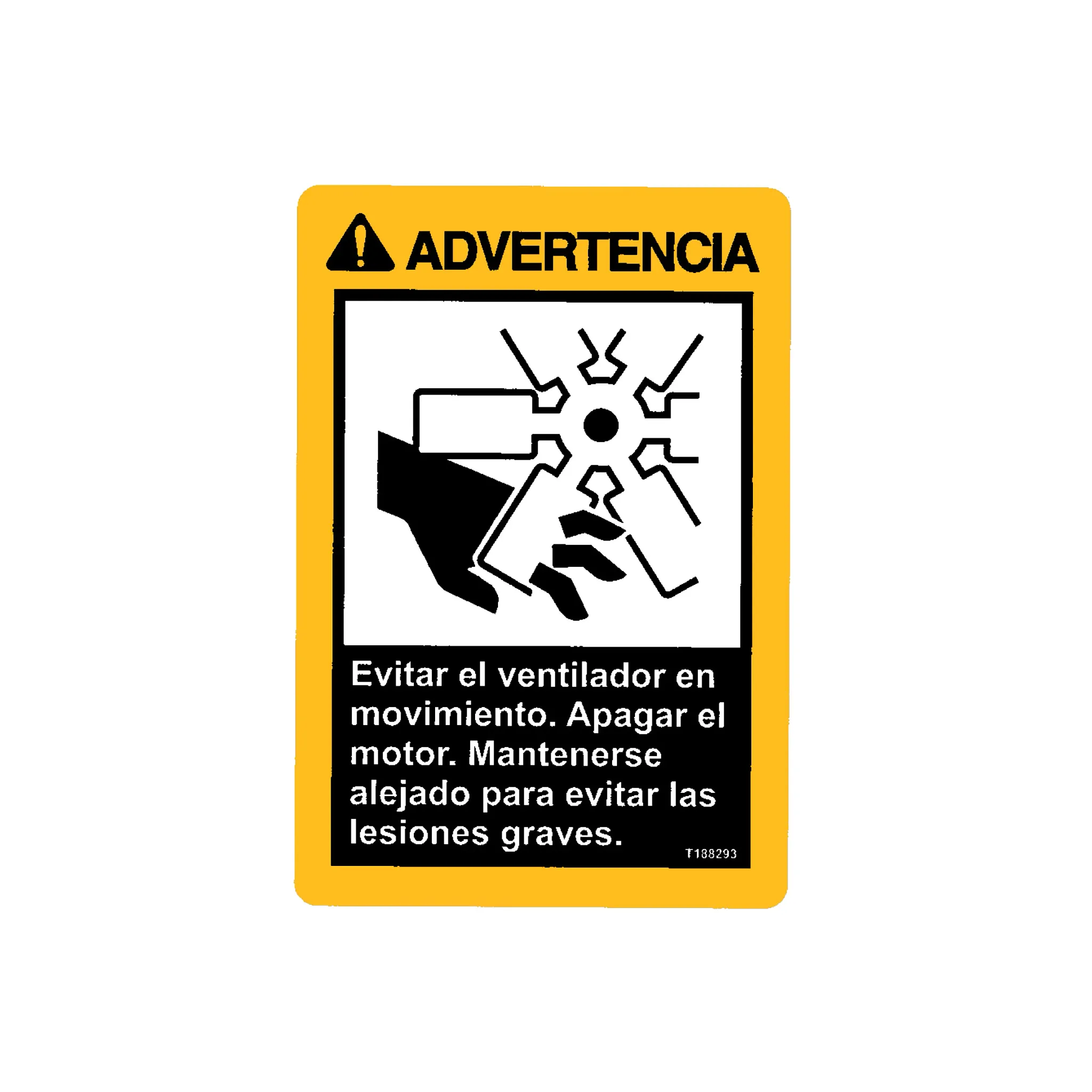 John Deere Fan Warning Label, Spanish - T188293