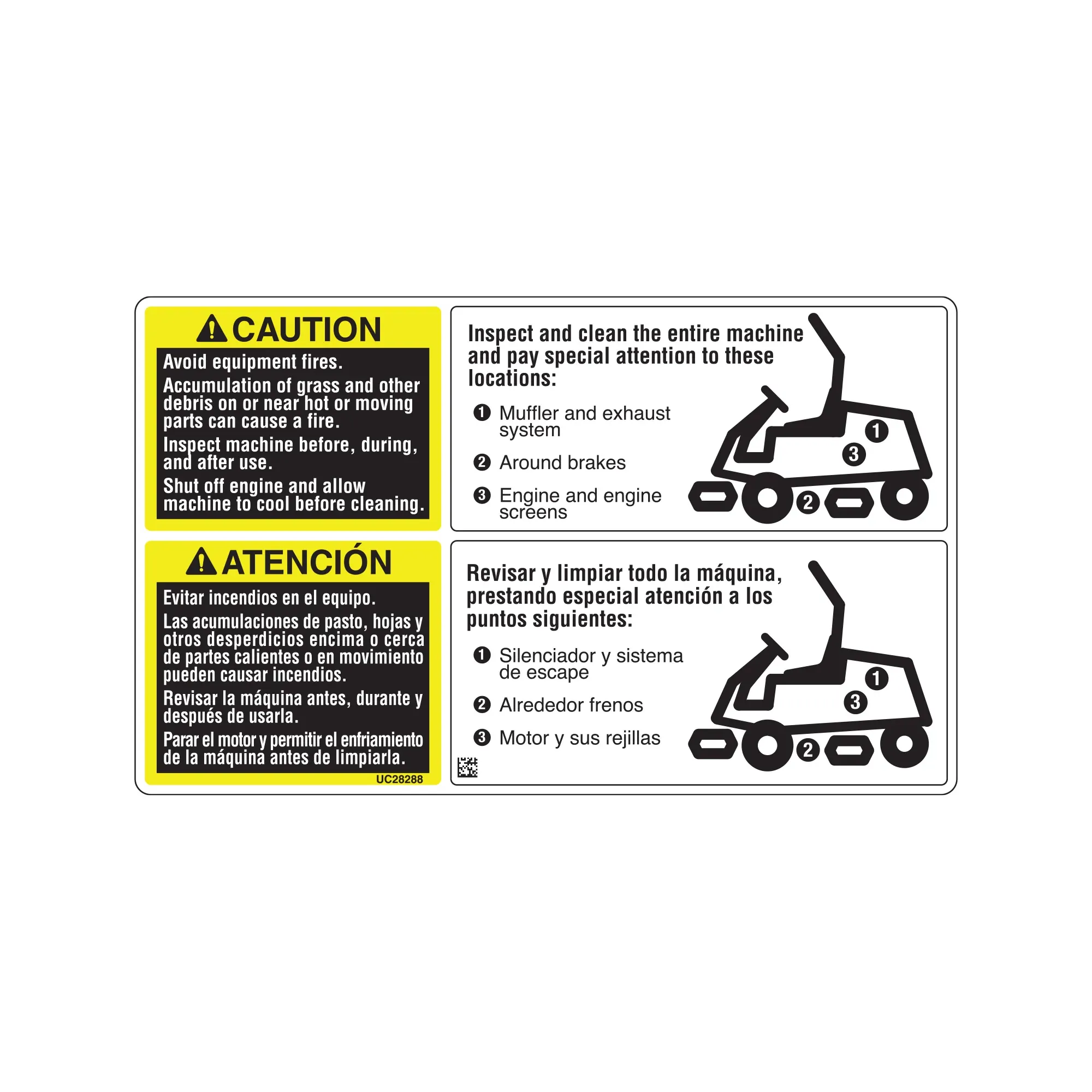 John Deere Cleanout Label - UC28288