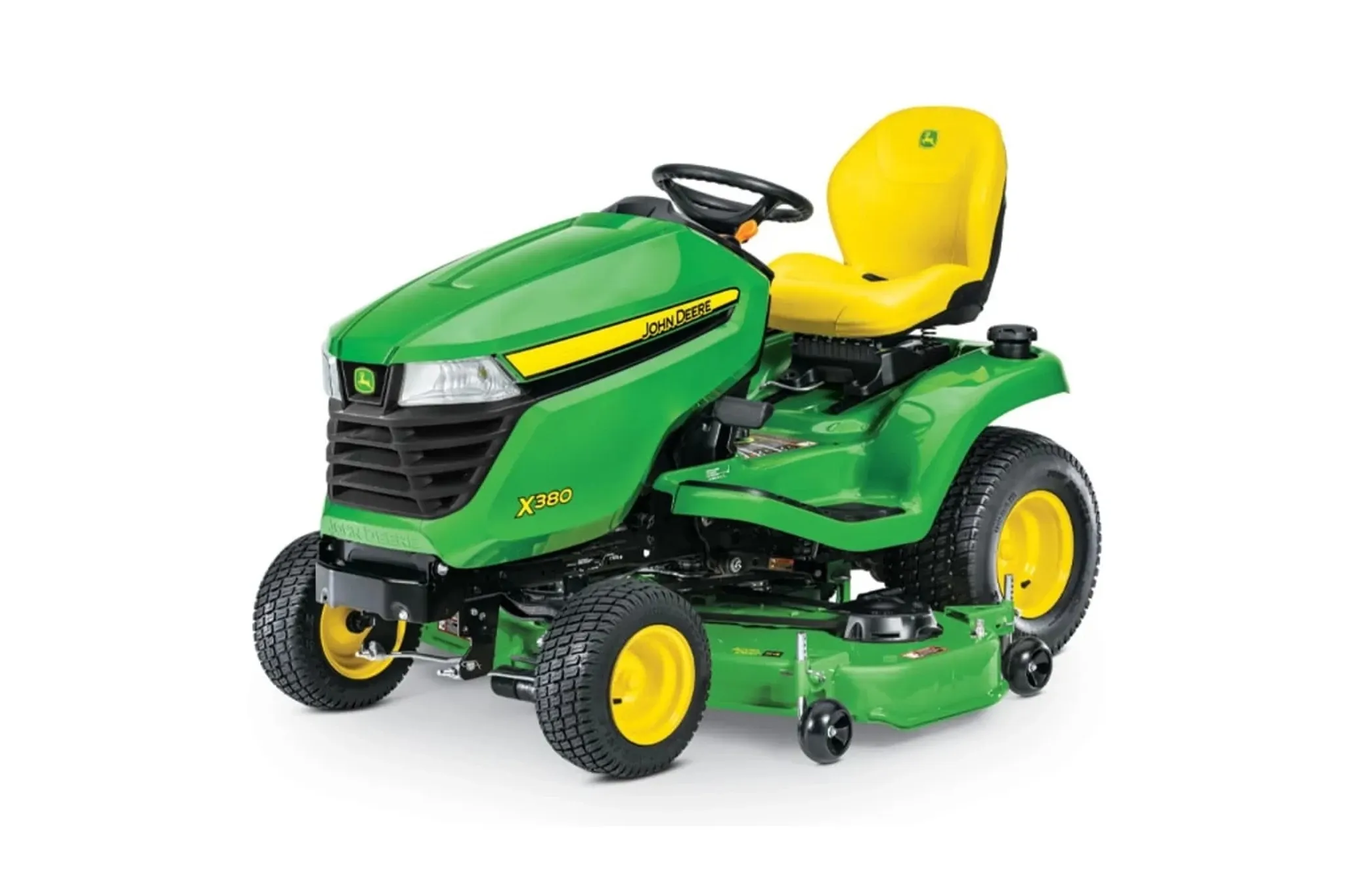 Studio image with a front left view of X380 54-inch deck Select Series Lawn Tractor