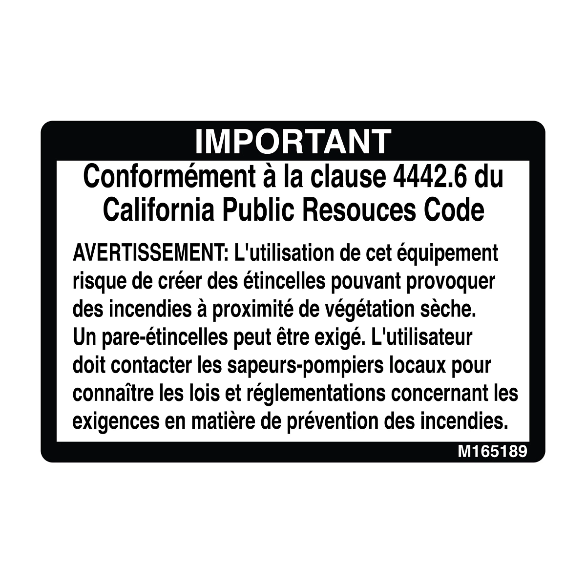 Label, Spark Arrestor (Fr)