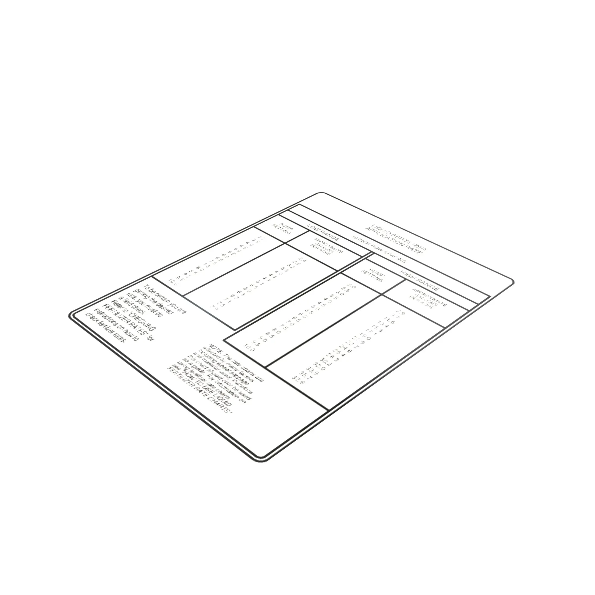 John Deere Fertilizer Rate Label - A83729
