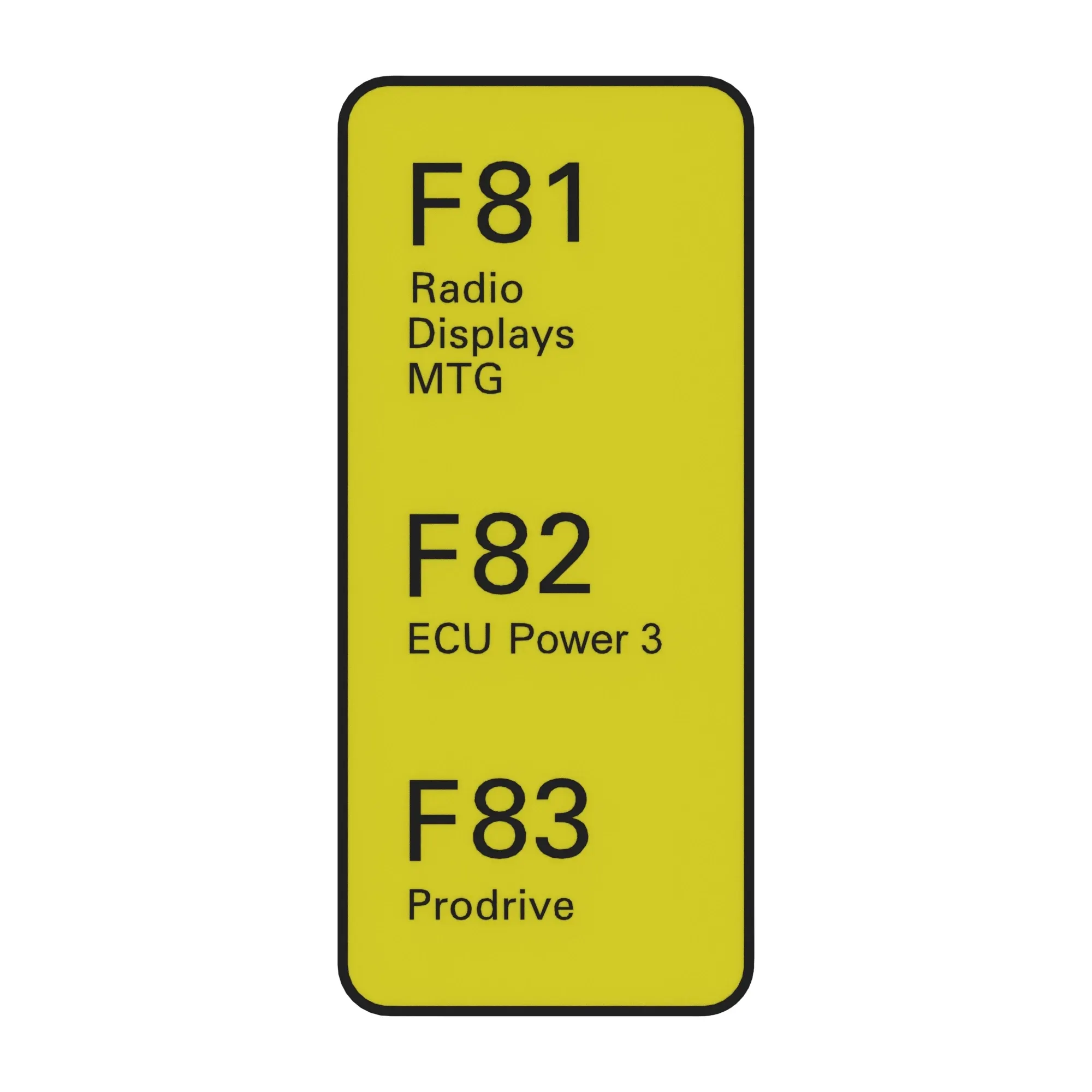 John Deere Fuse Name and Function Inline Fuses Label - HXE71127