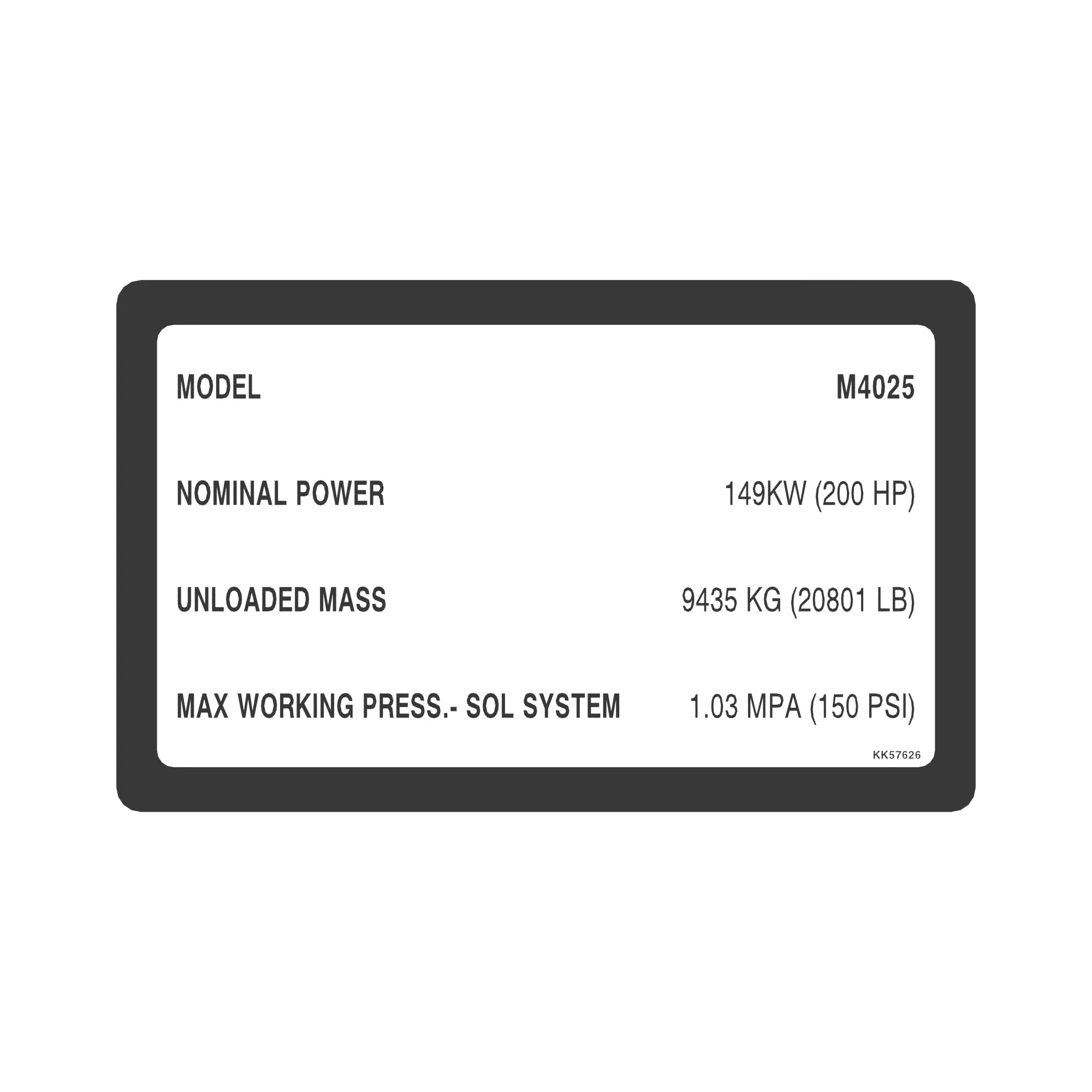 John Deere System Information M4025 Label - KK57626