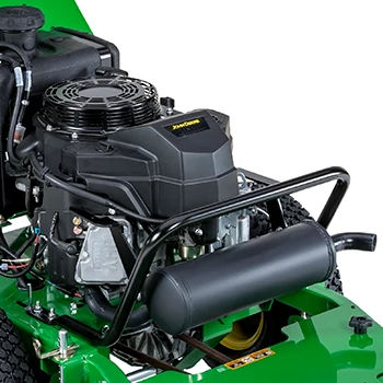 Angled close-up studio view of a W36M walk behind mower's uncovered engine