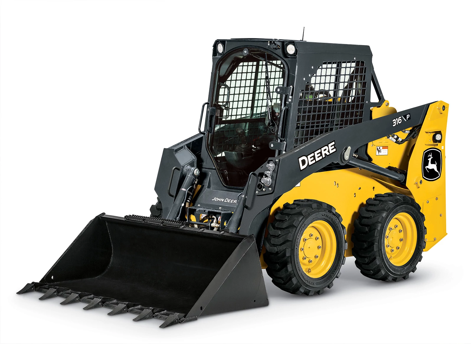 316 P-Tier skid steer with a protective cage cab is shown on a plain white background