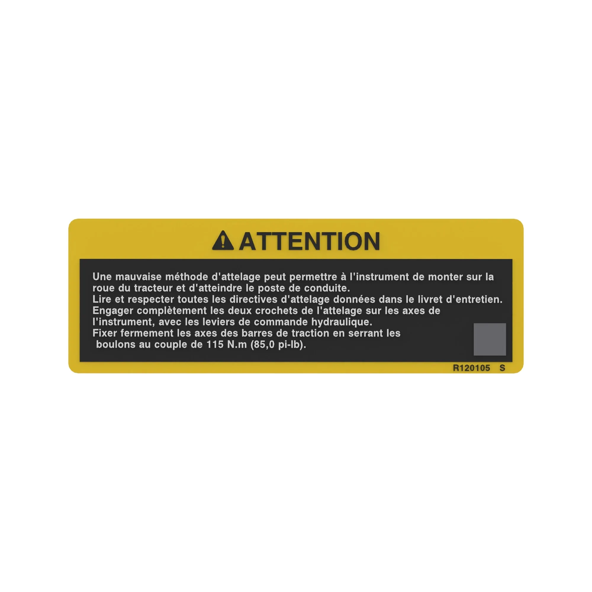 John Deere French Quick Coupler Label - R120105