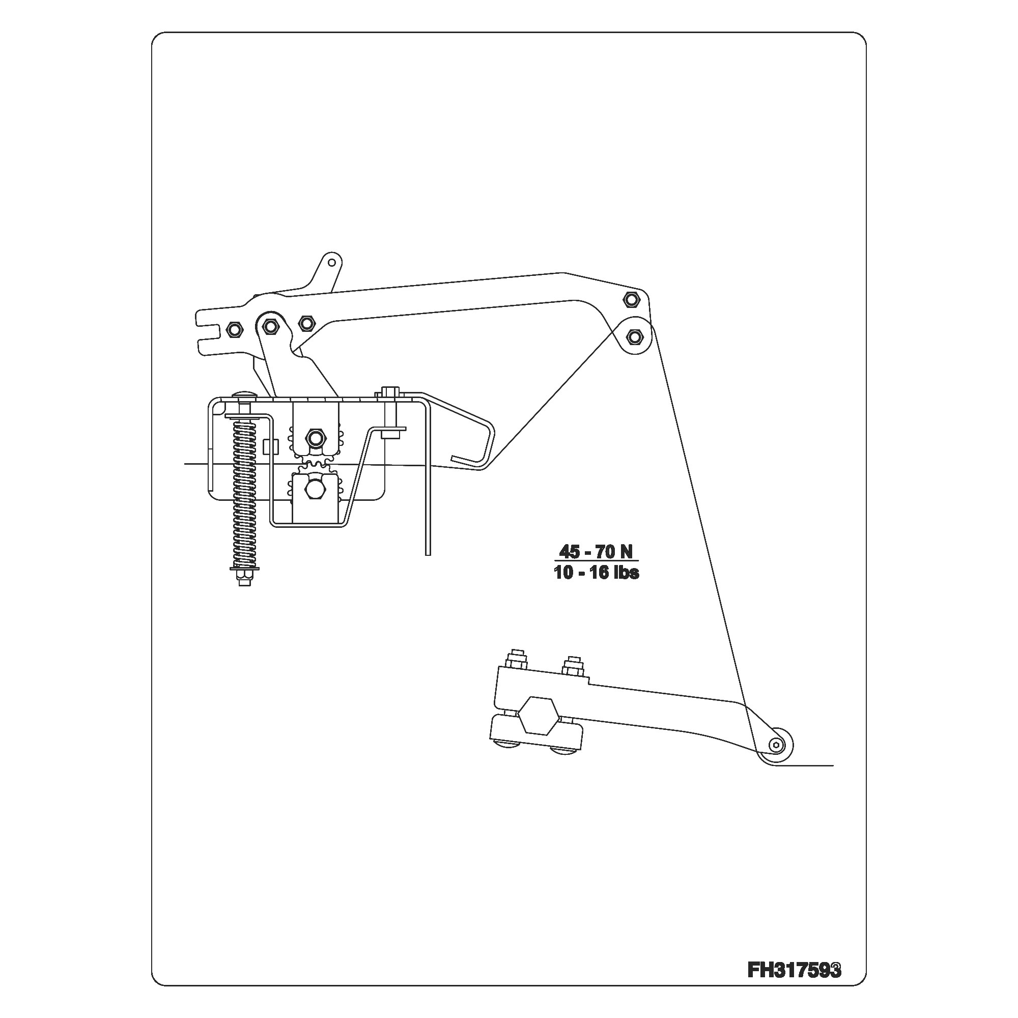 John Deere Upper Tensioner Label, Right Side - FH317593