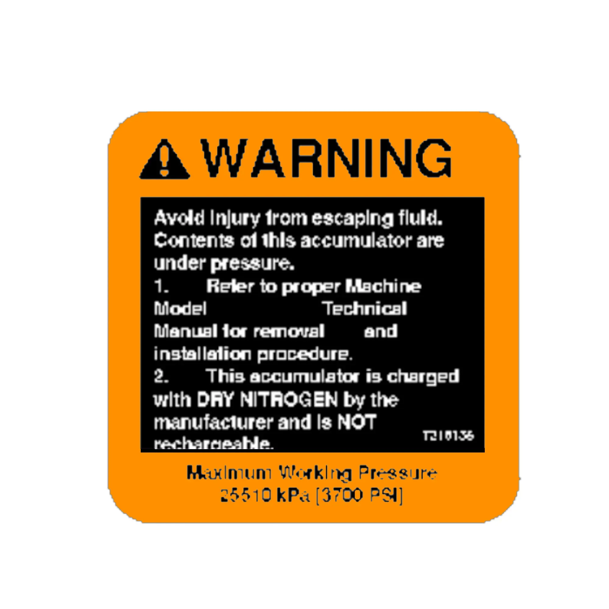 John Deere Accumulator Warning Decal - T215158
