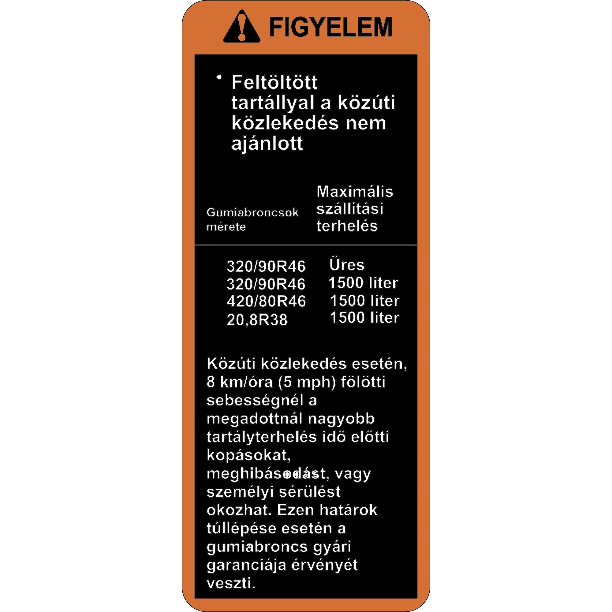 John Deere Warning Transport Label, Hungarian - N307949