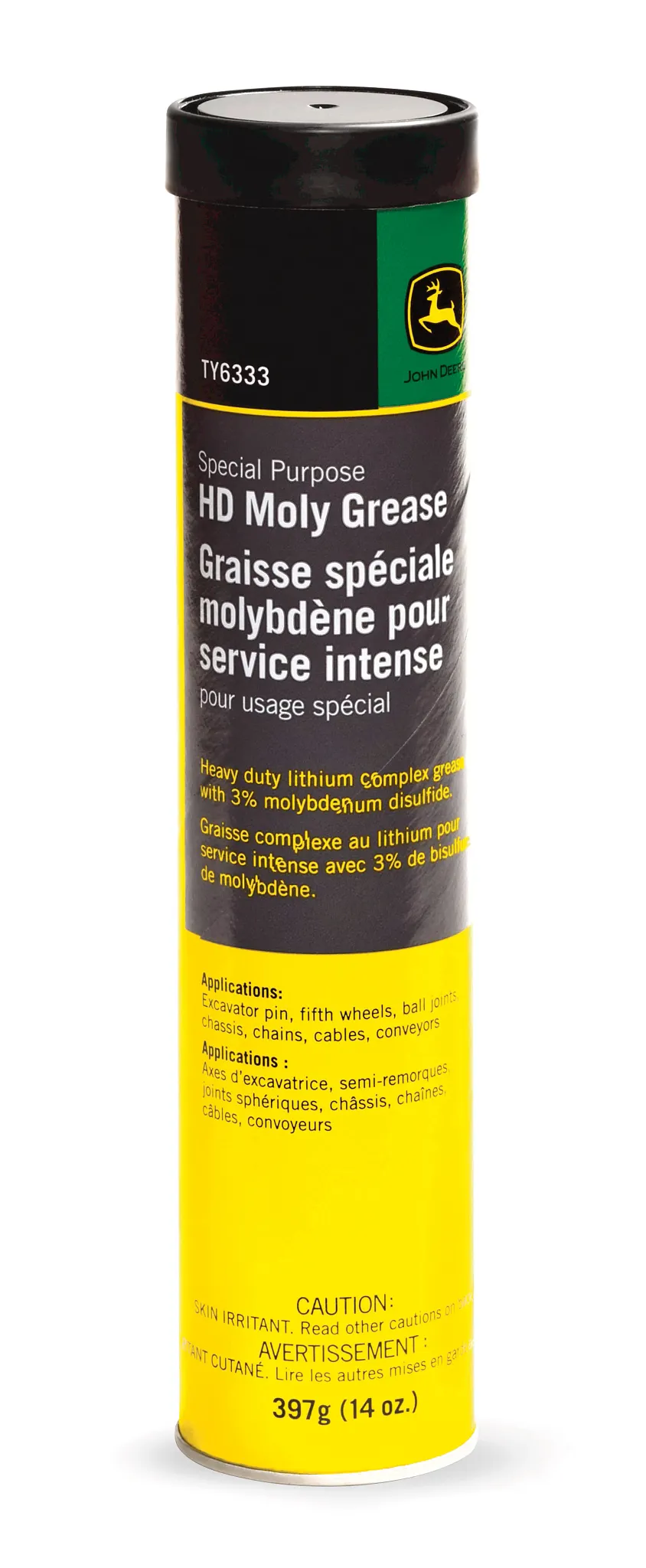 John Deere Special-Purpose Heavy-Duty (HD) 3% Moly Lithium Complex Grease, High Temperature EP, 397 gram (14 Oz) Cartridge - TY6333