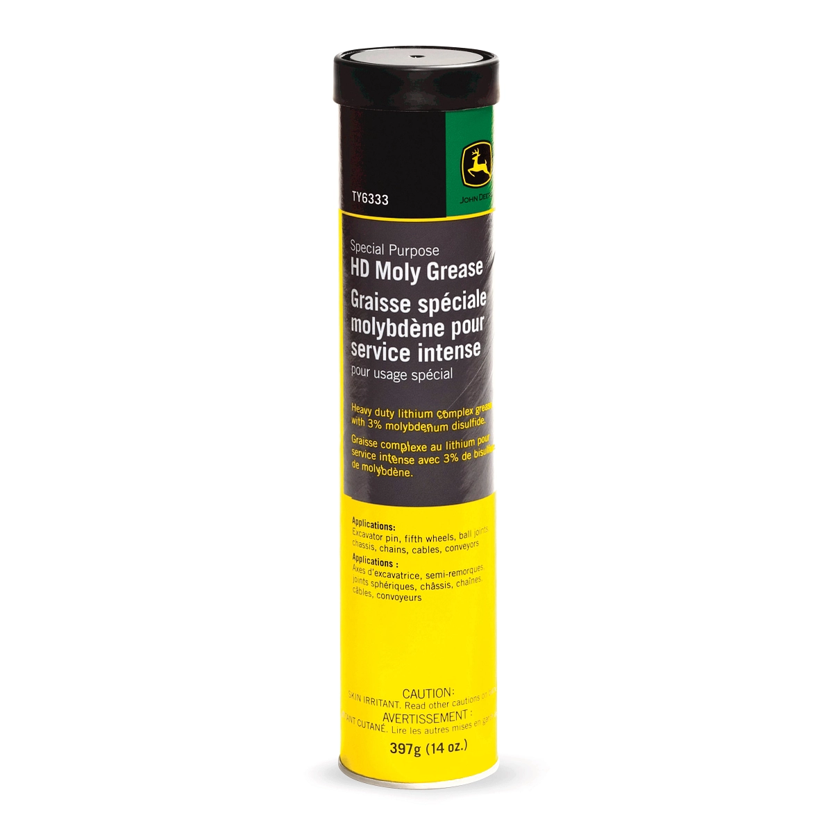 John Deere Special-Purpose Heavy-Duty (HD) 3% Moly Lithium Complex Grease, High Temperature EP, 397 gram (14 Oz) Cartridge - TY6333