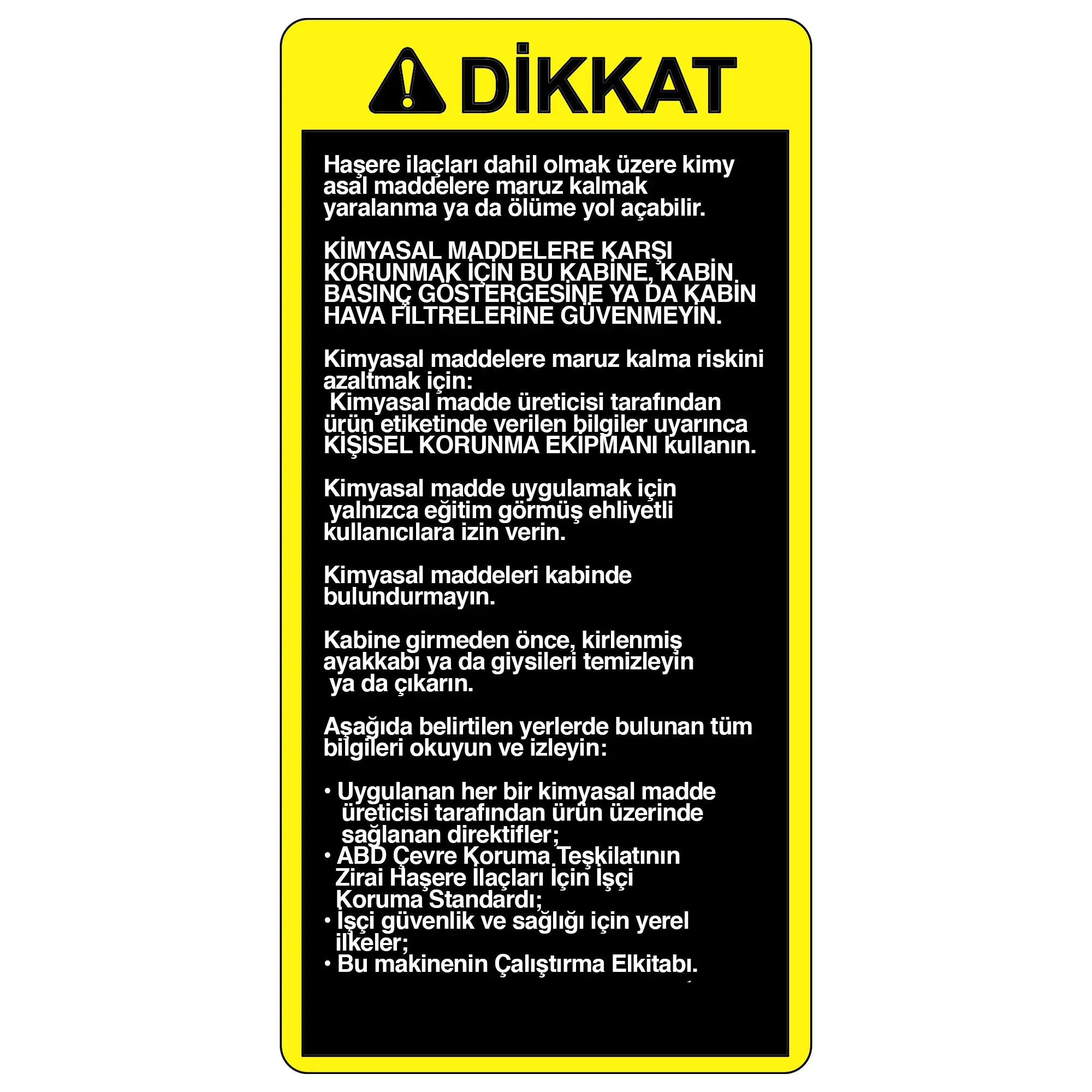 John Deere Caution Label, Turkish - N310220