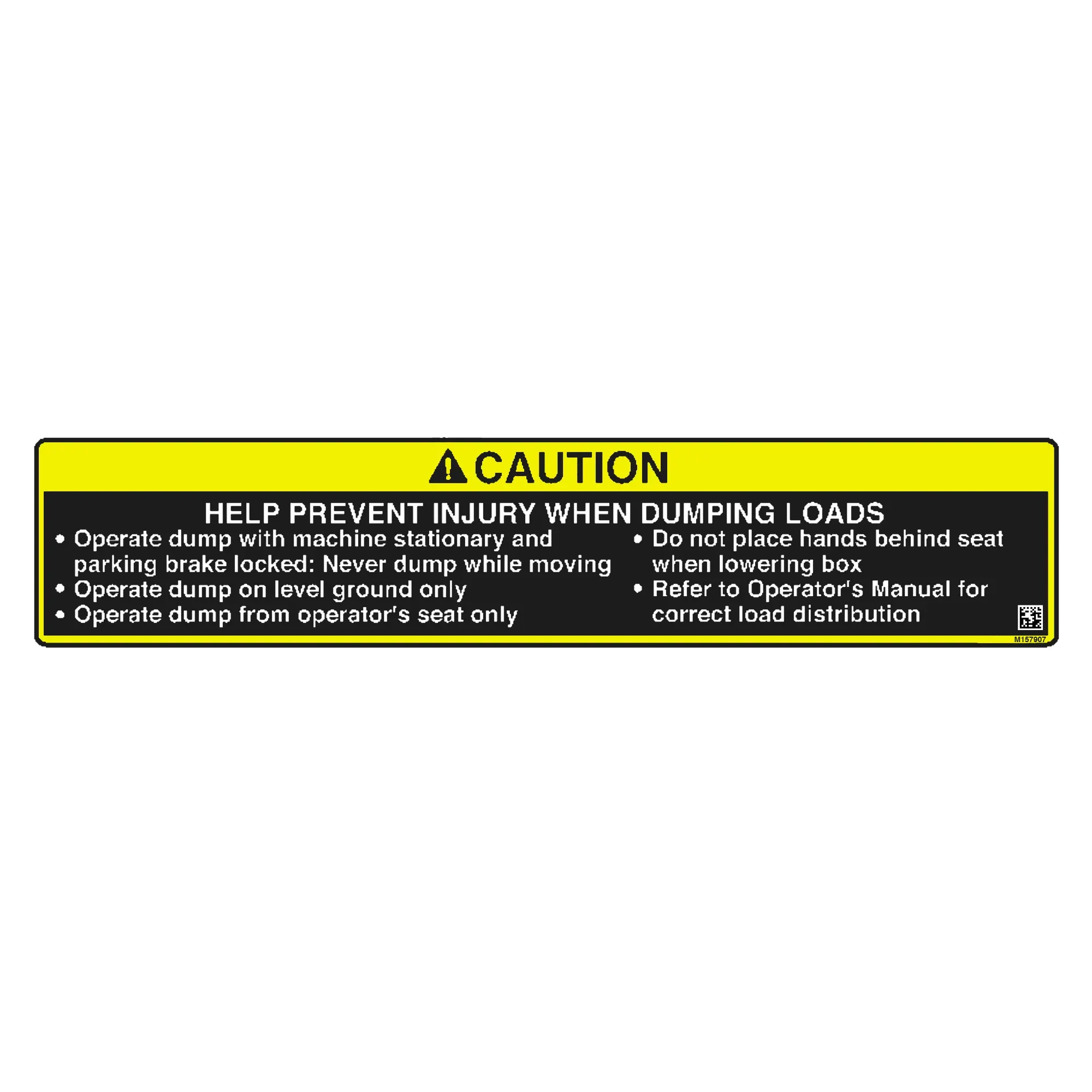 John Deere Safety Sign, Power Lift Caution - M157907