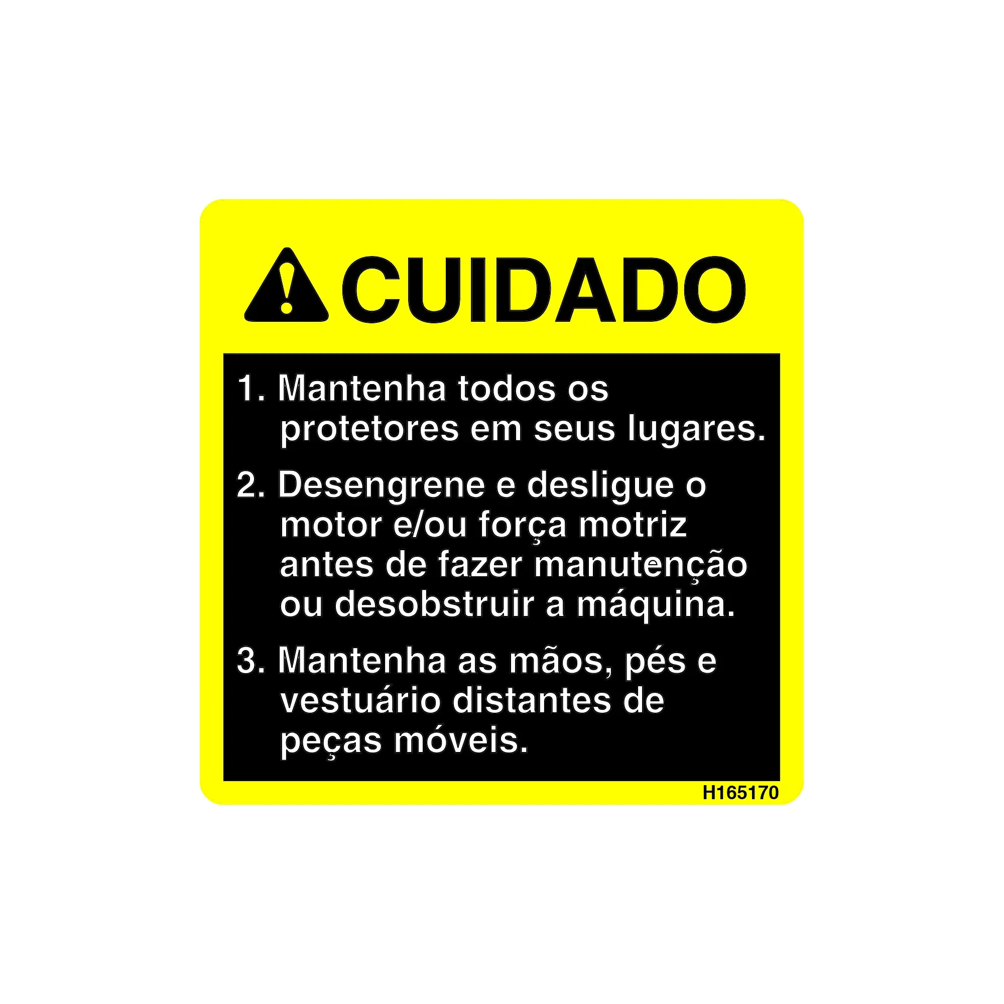 John Deere Caution Decal, Portuguese - H165170