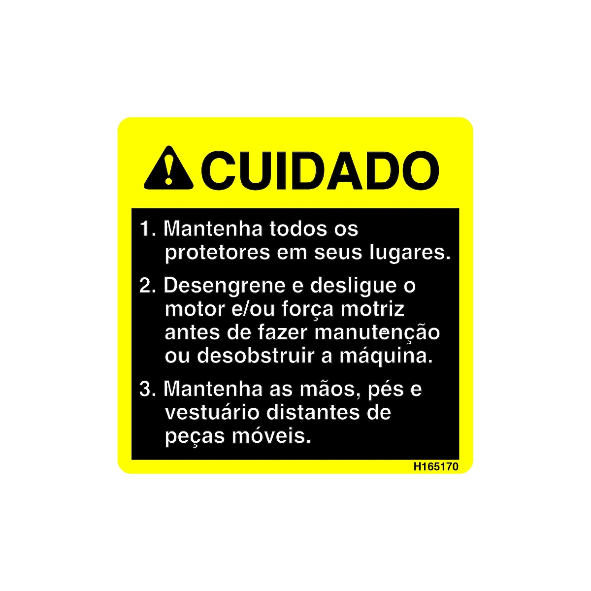 John Deere Caution Decal, Portuguese - H165170