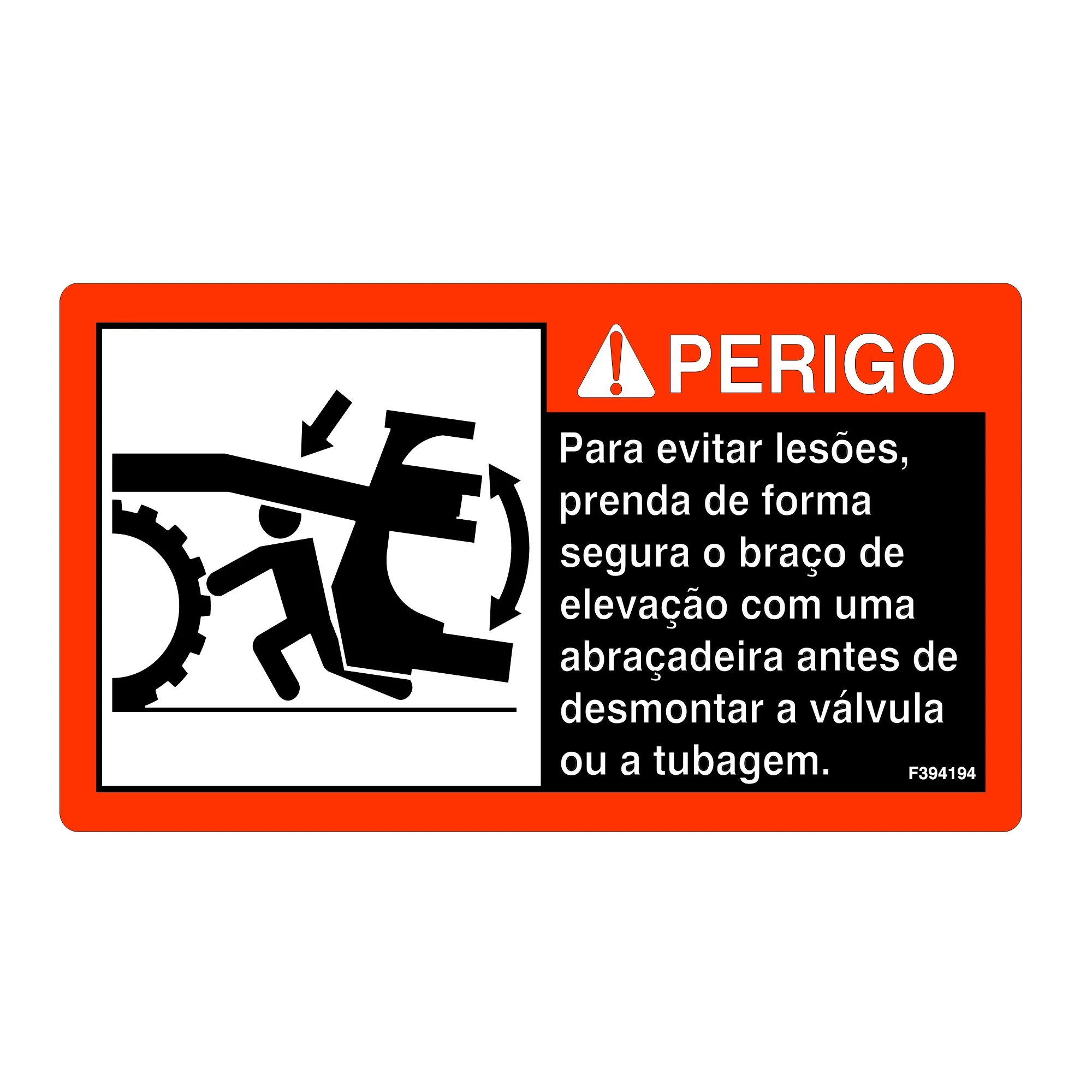 John Deere Lift Arm Label, Portuguese - F394194