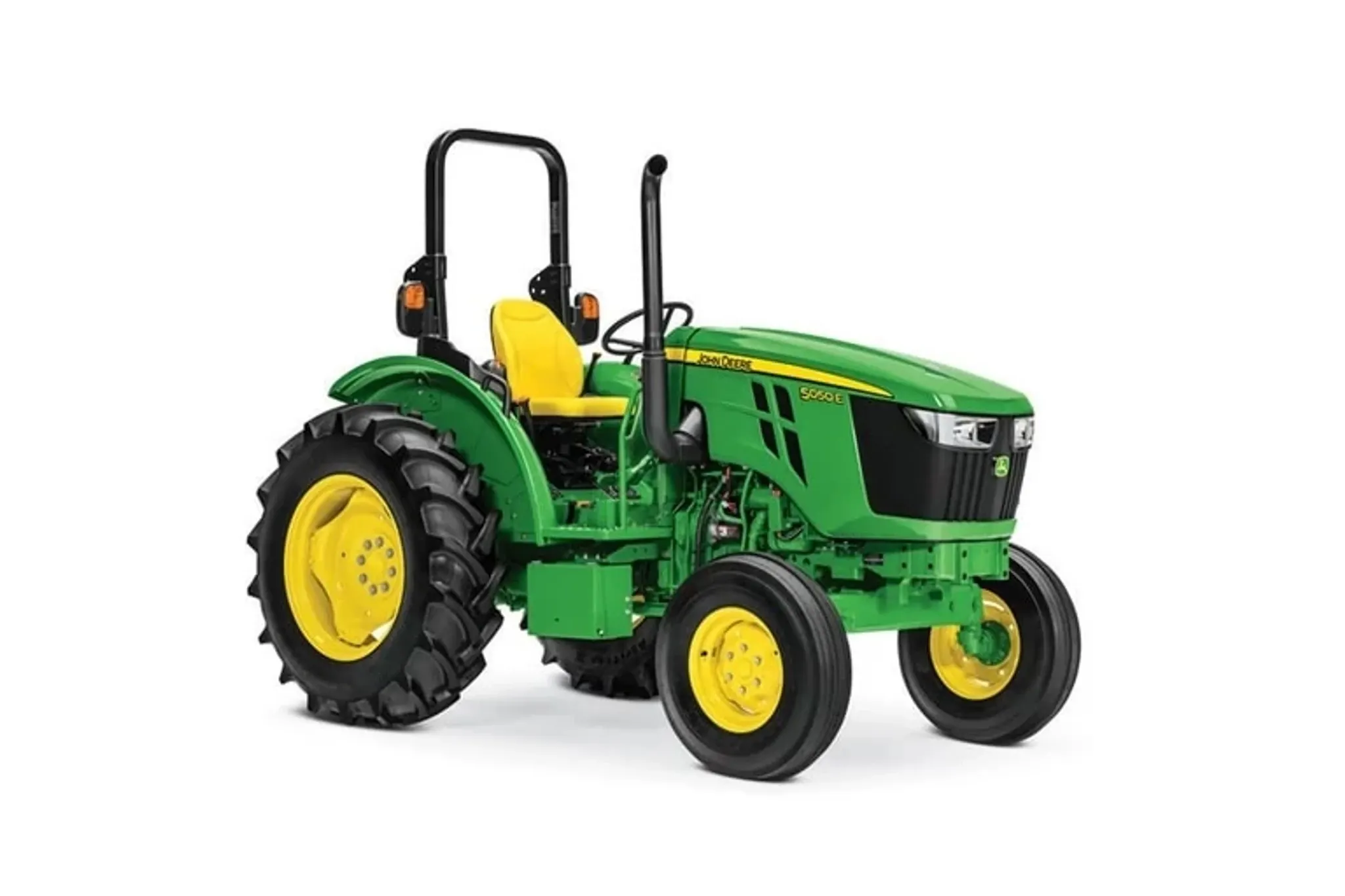 Studio image with front right view of 5050E Utility Tractor.