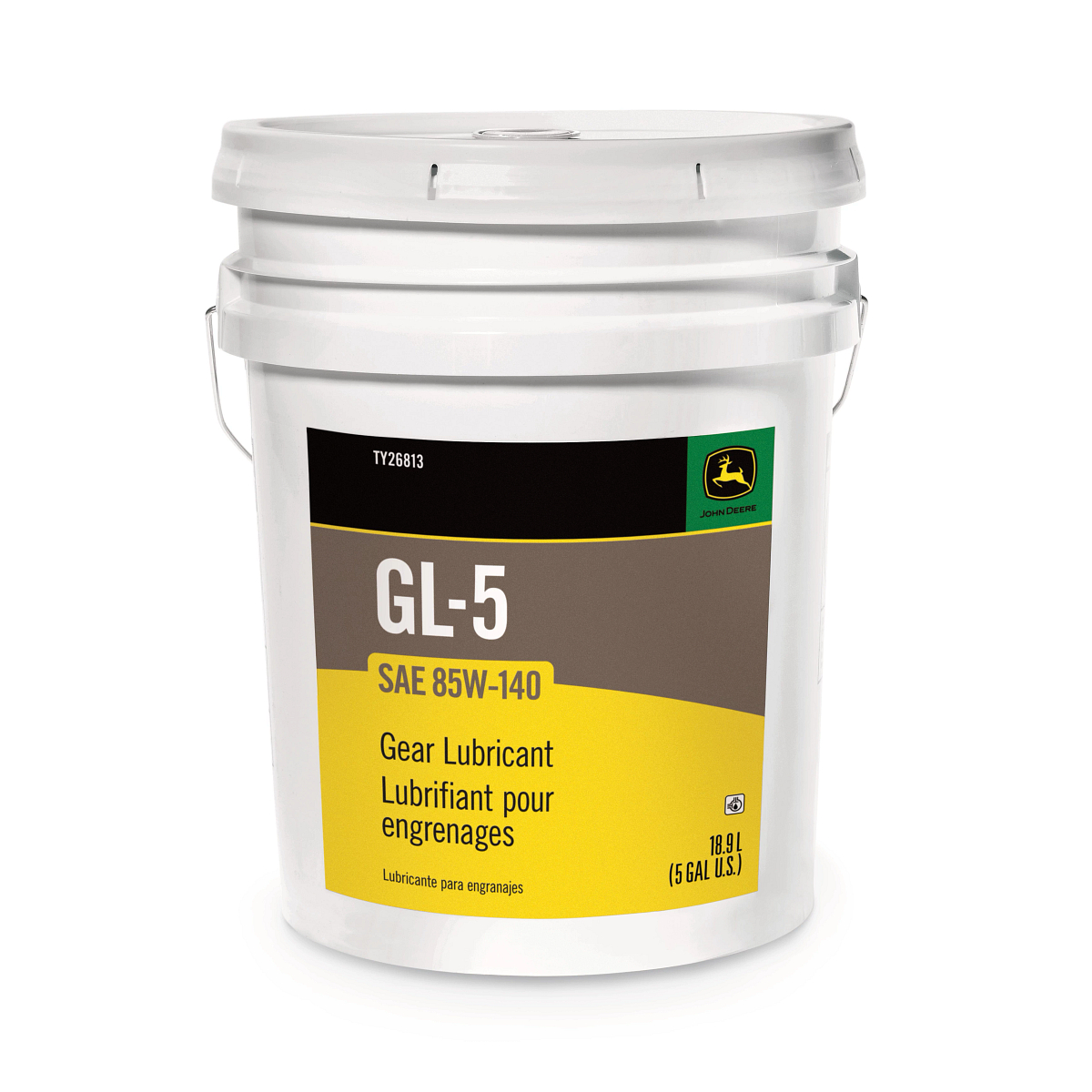 John Deere Gear Lubricant, SAE 85W-140, API GL-5, 18.9 Liter (5 Gallon) - TY26813