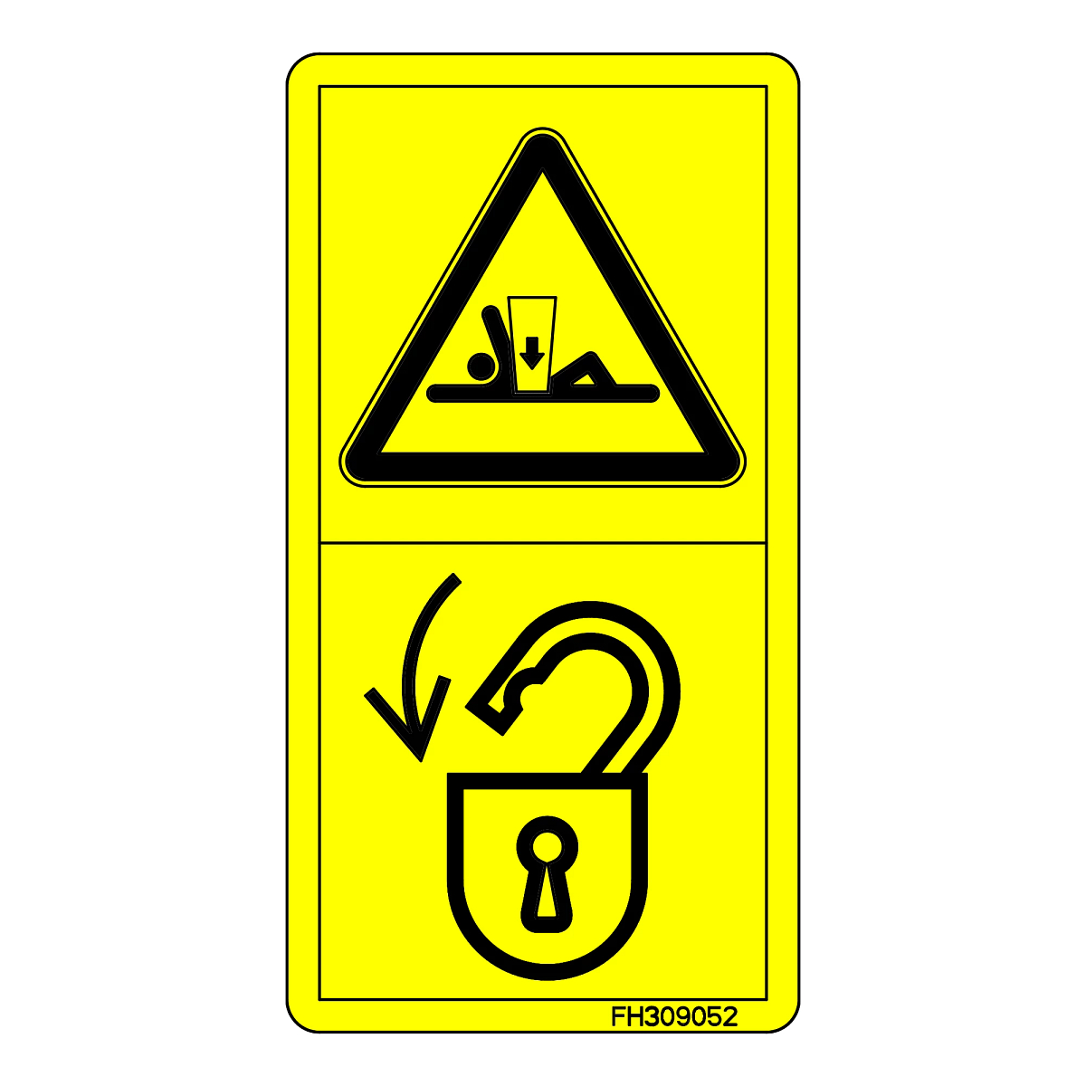 SAFETY SIGN, CRUSHING WARNING-LOCK