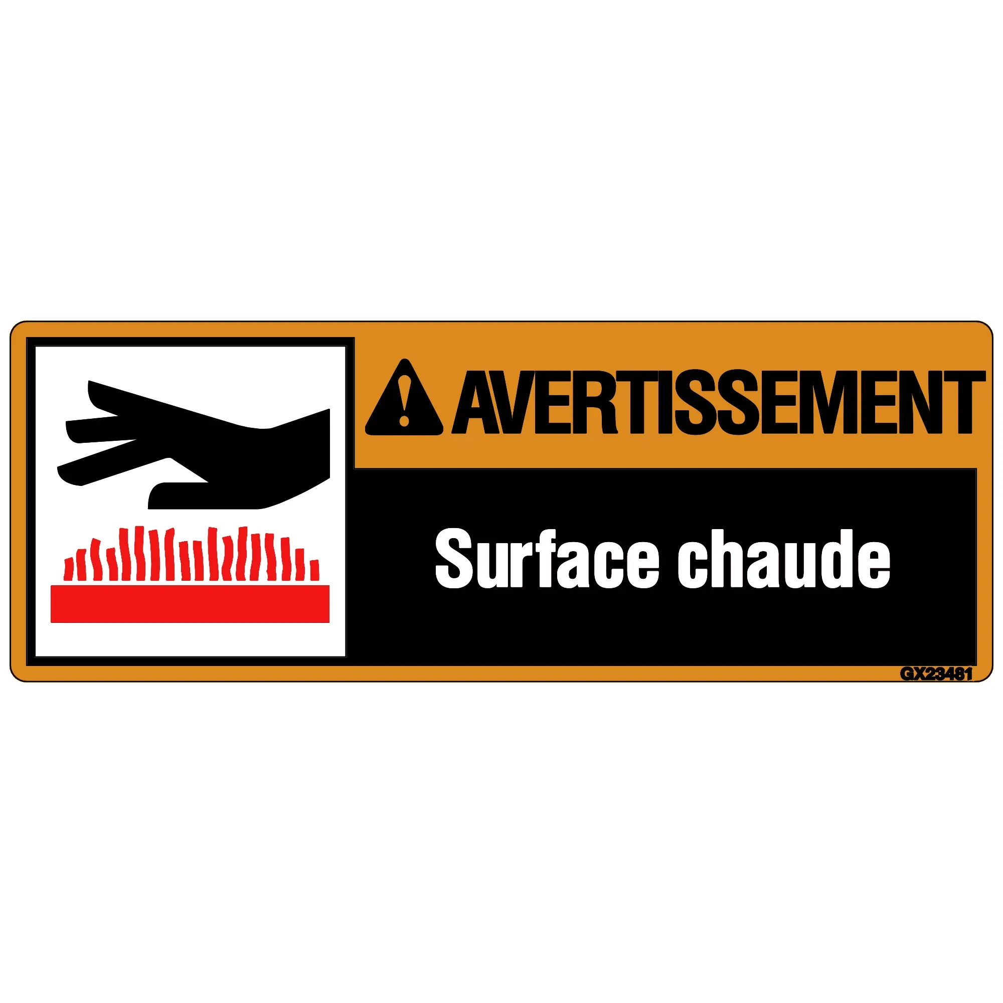 John Deere Safety Sign, Hot Surface Warning, French - GX23481