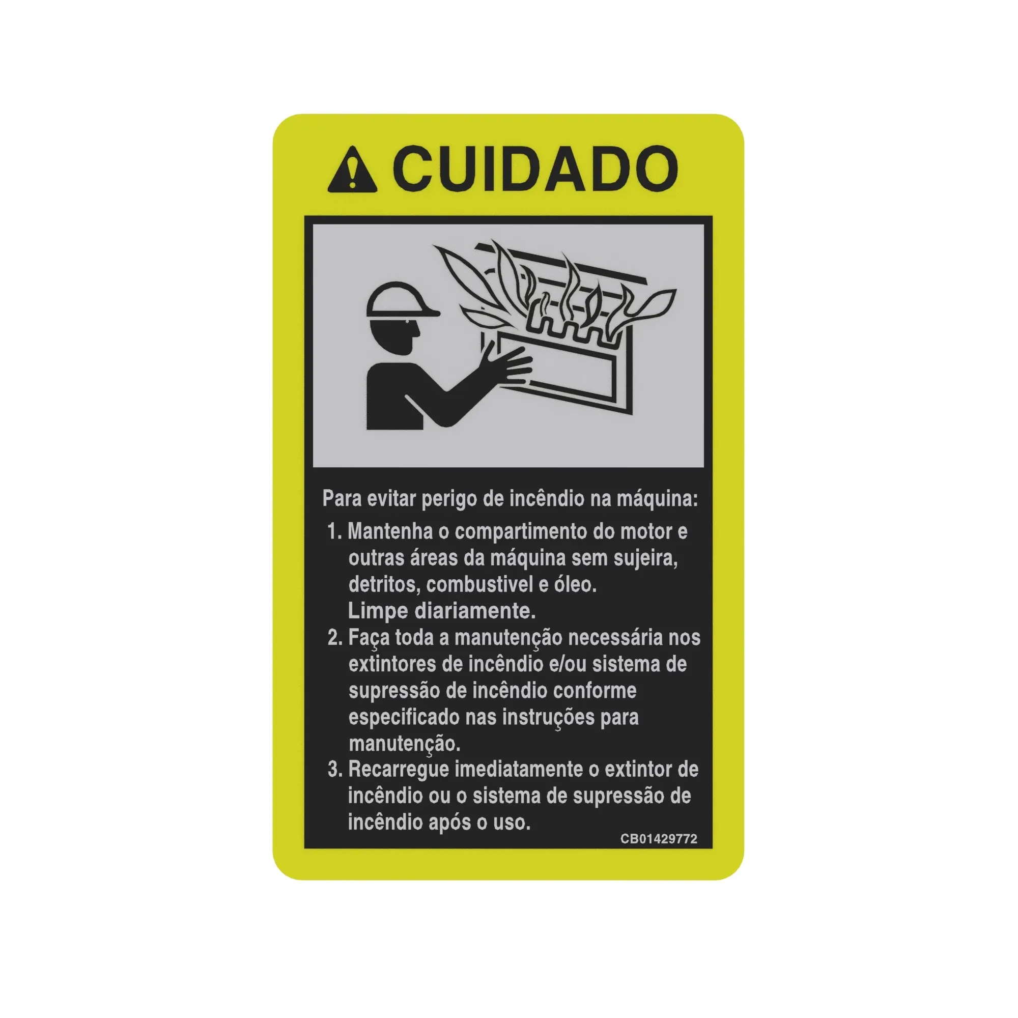 John Deere Fire Prevention Label, Portuguese - CB01429772