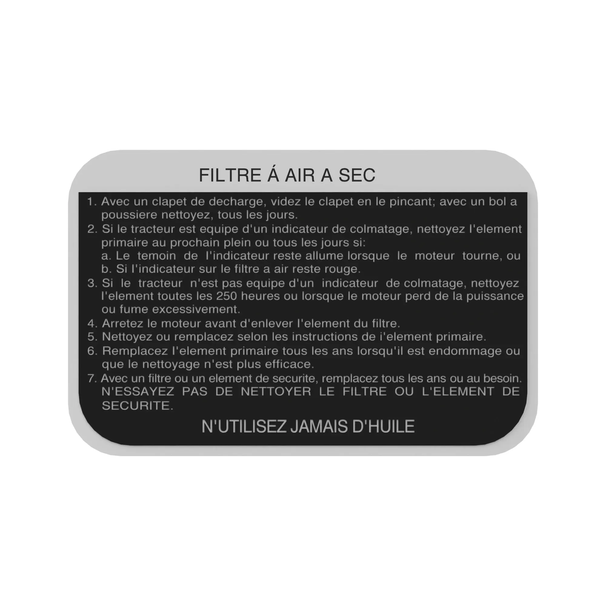 John Deere Dry Air Cleaner Label - R66010
